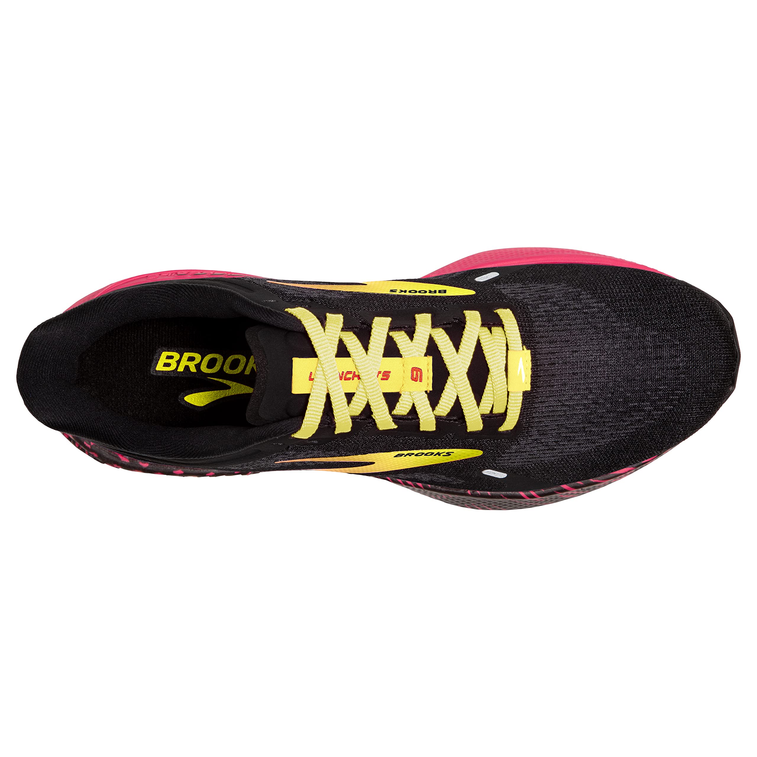 Brooks Men's Launch GTS 9 Road Running Shoes Black Pink Yellow Rubber Mesh