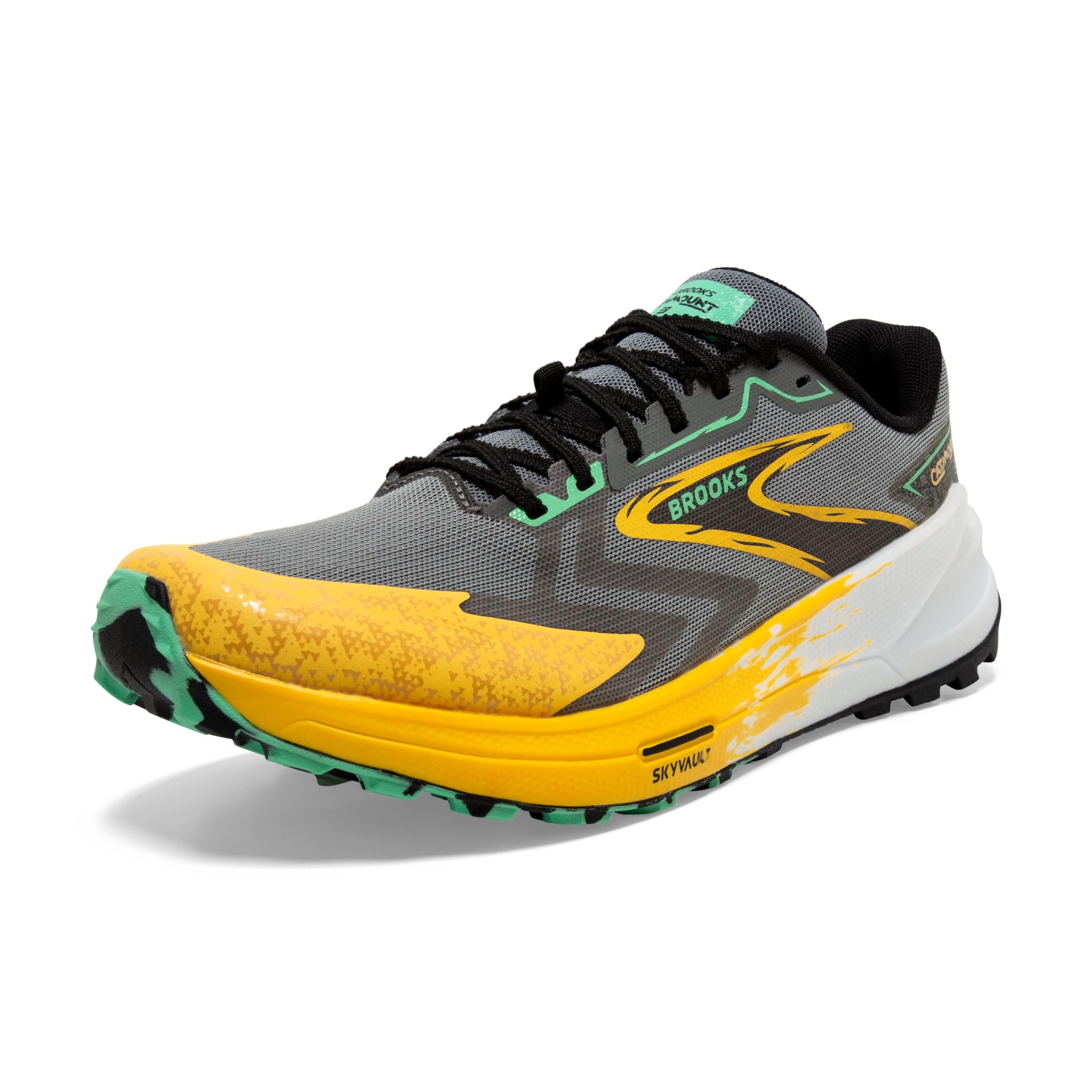 BROOKS Men's Catamount 3 Trail Running Shoes — Lemon Chrome/Sedona Sage