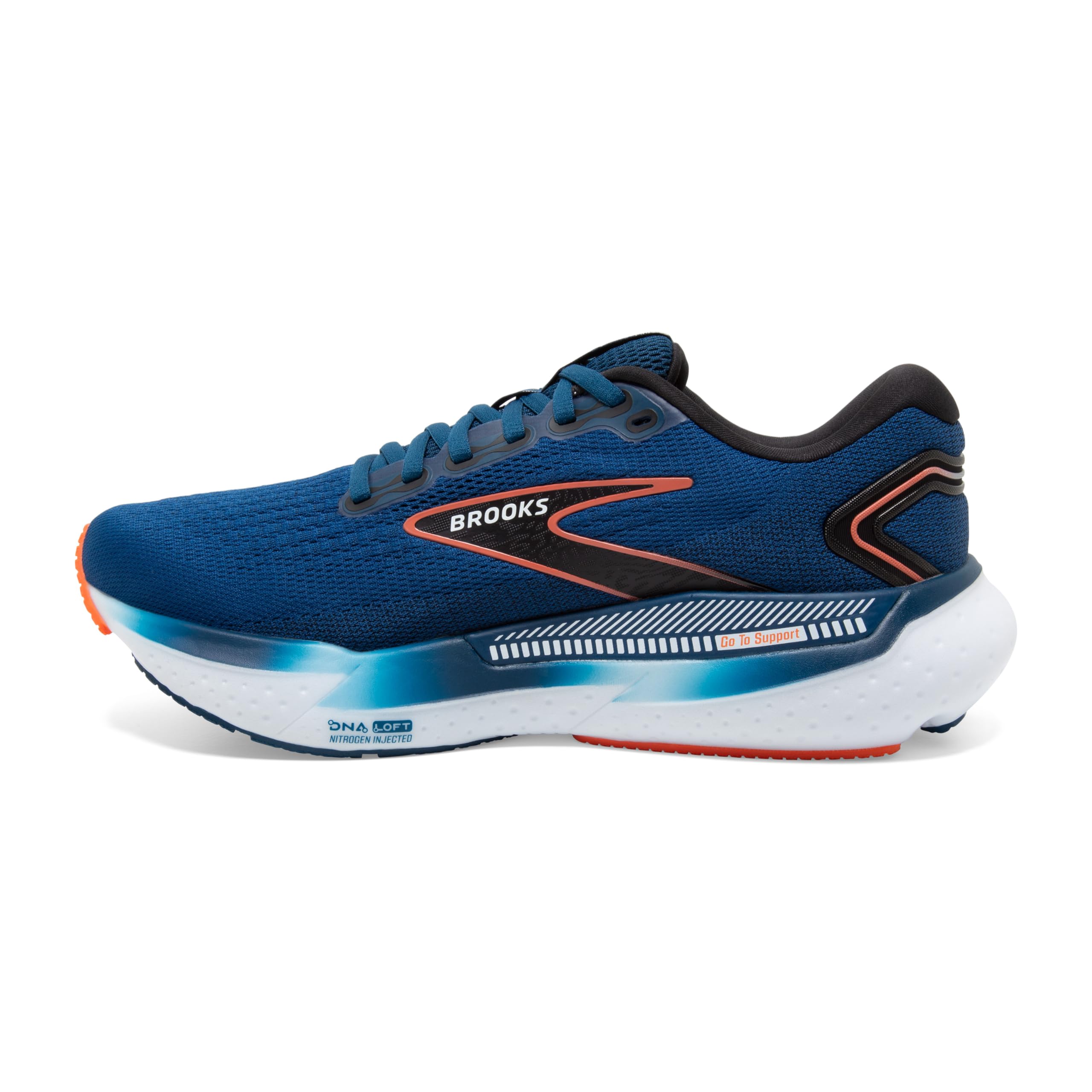 Brooks Men's Glycerin GTS 21 Road Running Shoes Mesh Blue Opal Black Nasturtium
