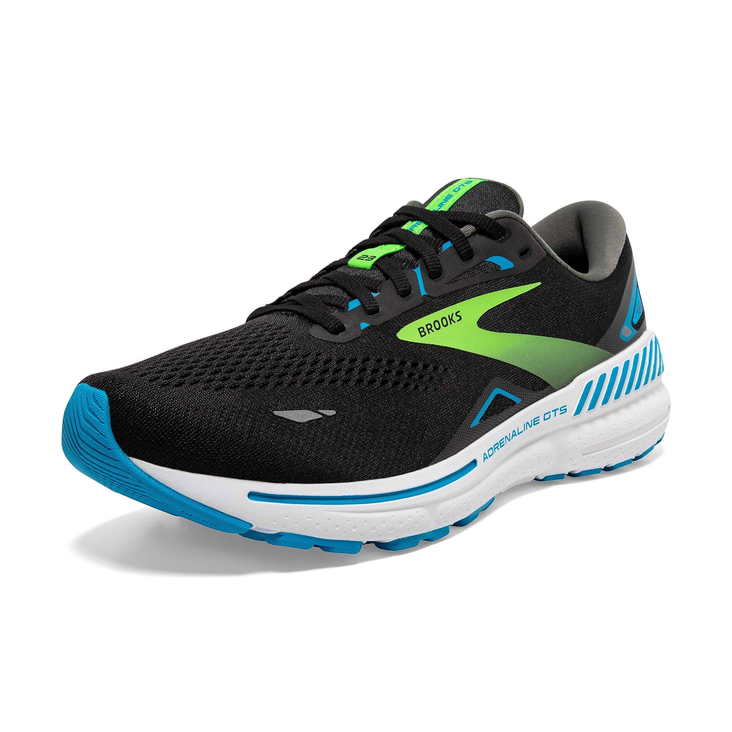 Brooks Adrenaline GTS 23 Men Road Running Shoes Black Green Lightweight Cushioned