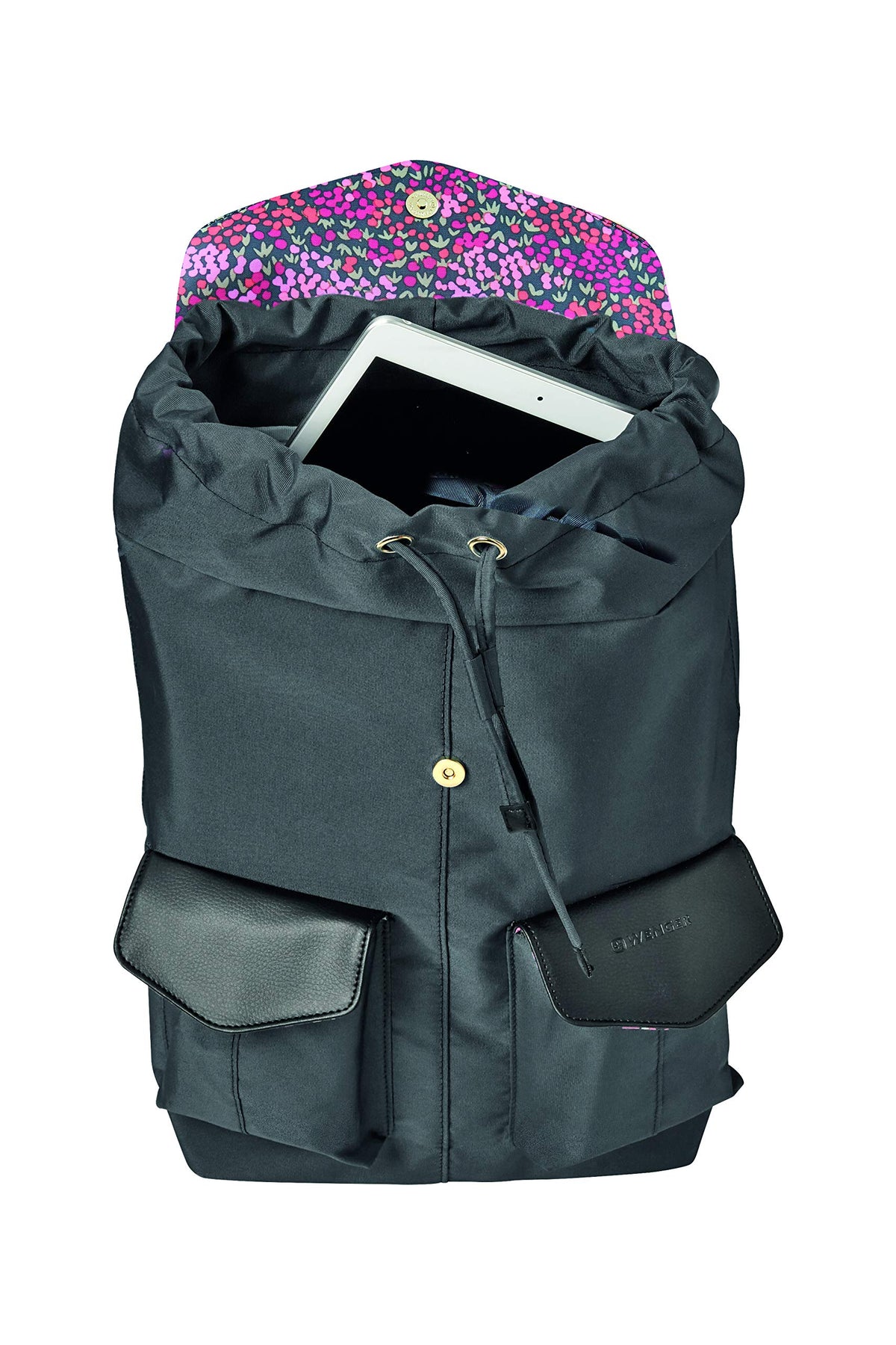 WENGER MarieJo Convertible Laptop Backpack - Black Floral Print Polyester