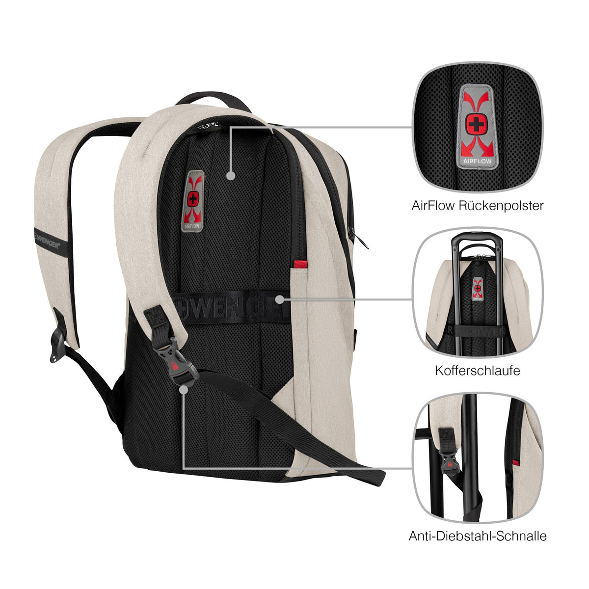 WENGER MX Light Laptop Backpack 16" Tablet 21L Beige Polyester