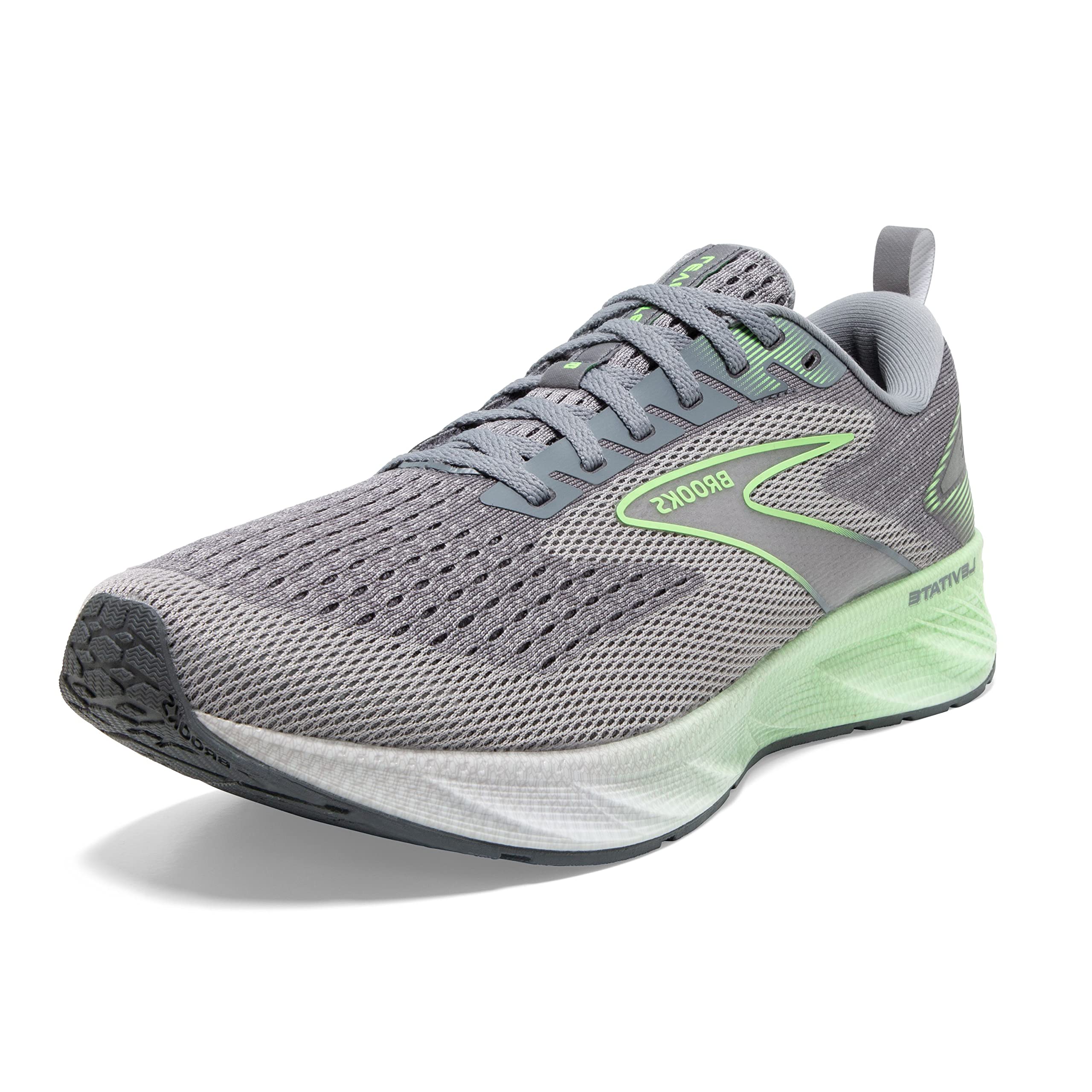 Brooks Levitate 6 Men Road Running Shoes Lightweight Grey Neon Green