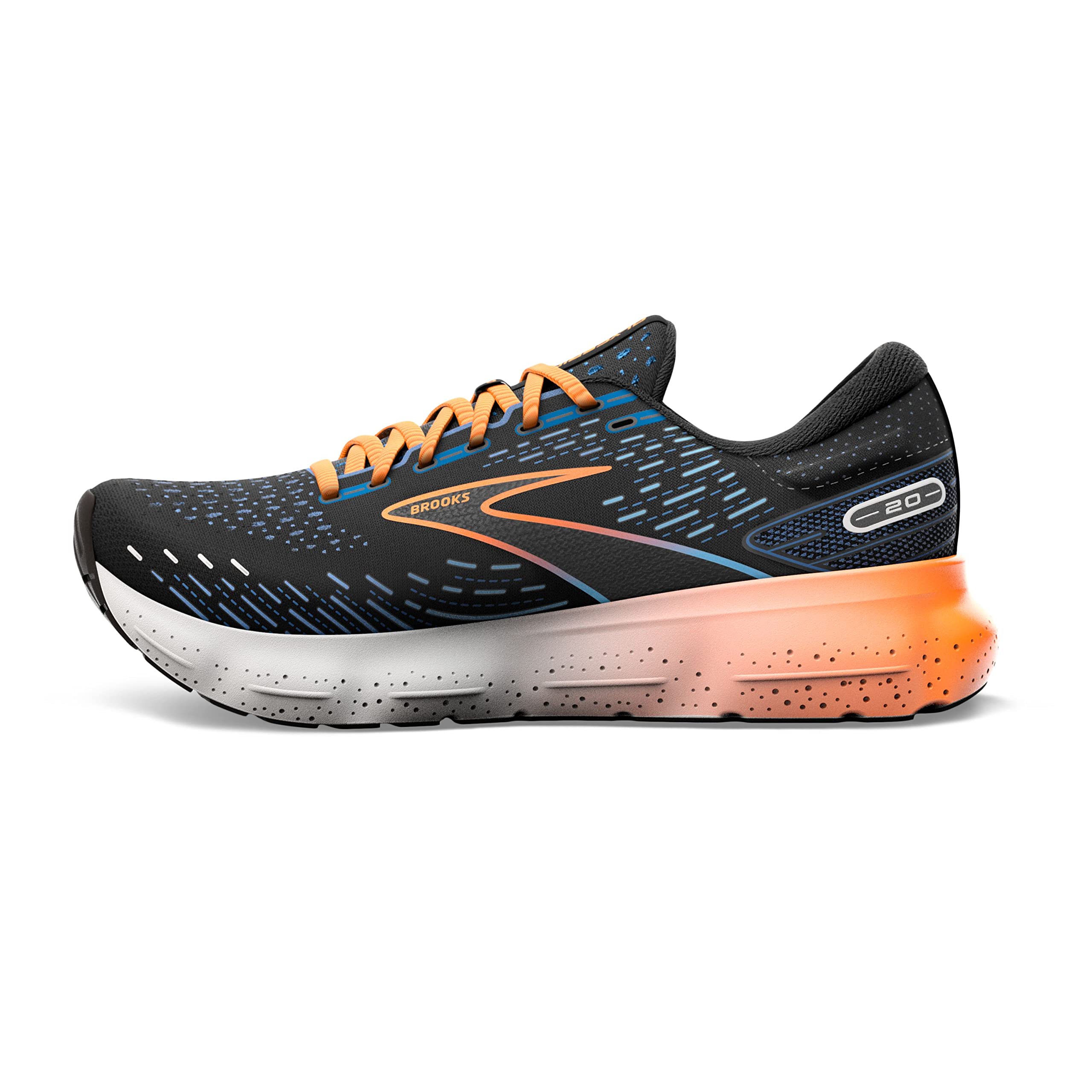 Brooks Glycerin 20 Men's Running Shoes Black Classic Blue Orange Mesh