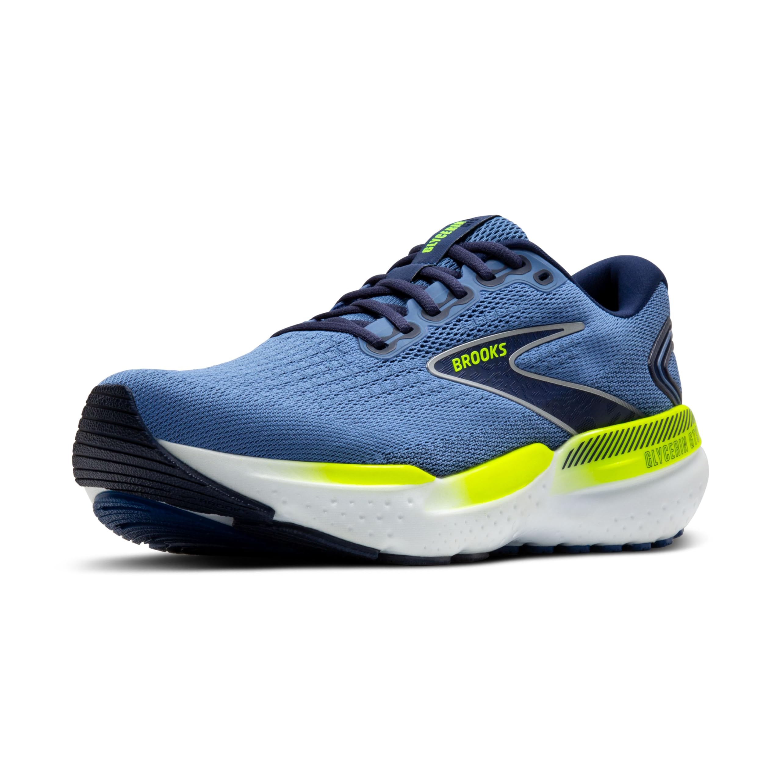 Brooks Glycerin GTS 21 Men's Road Running Shoes Plush Blue Peacoat Lemon