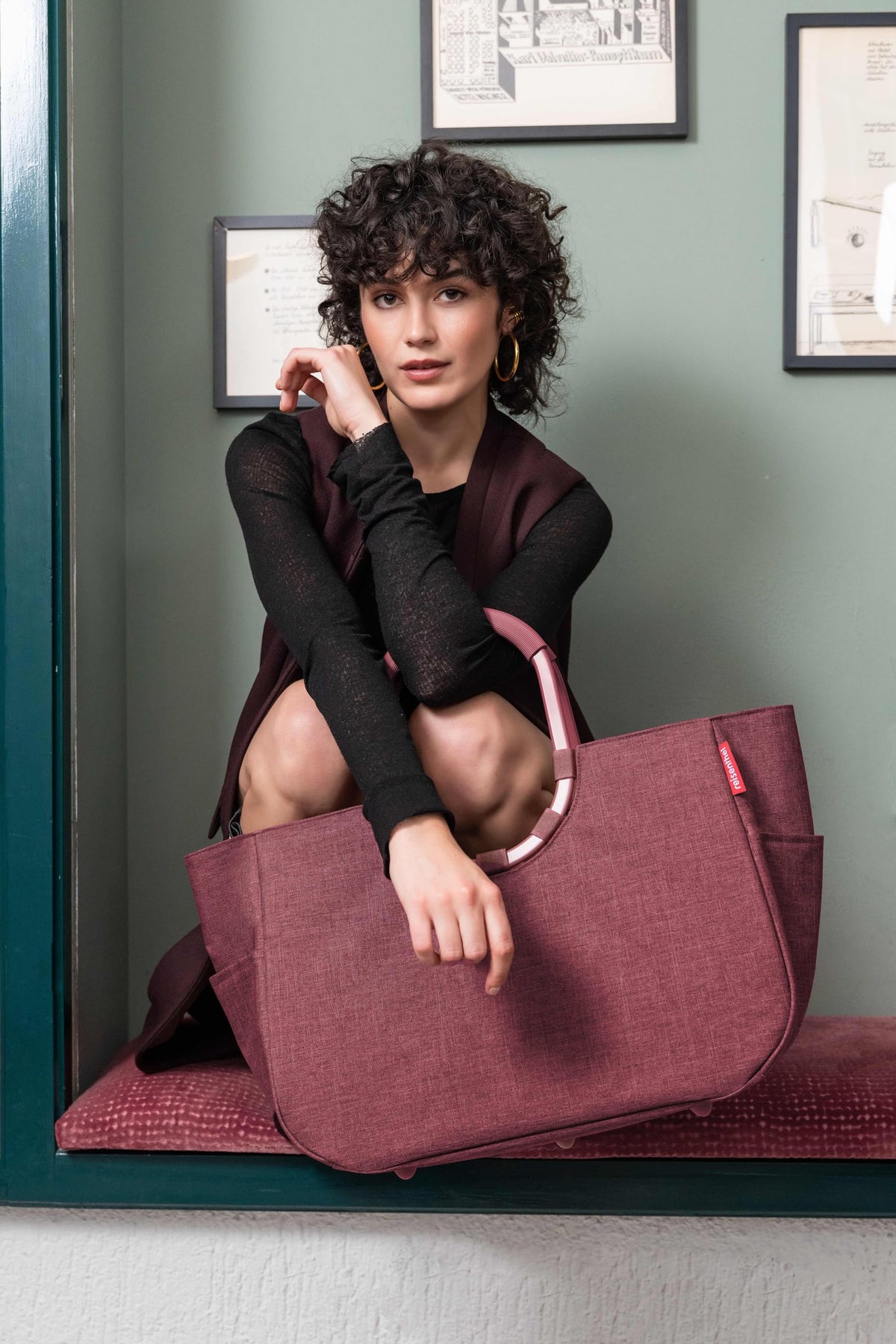 reisenthel loopshopper L Twist Maroon - Stable Shopping Bag with Pockets from Recycled PET