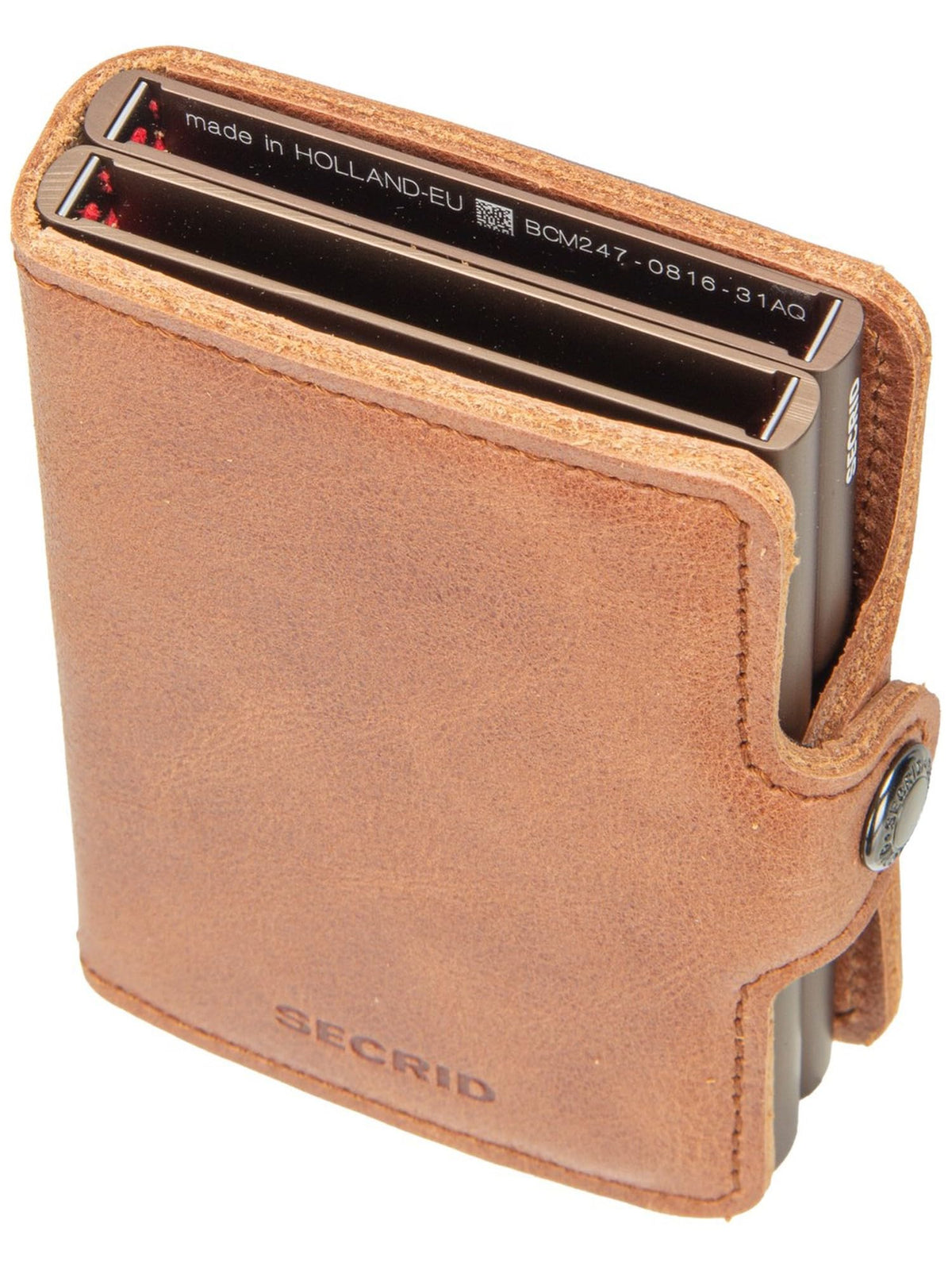 Secrid Twin Card Protector Wallet - Cognac Brown Leather Card Holder