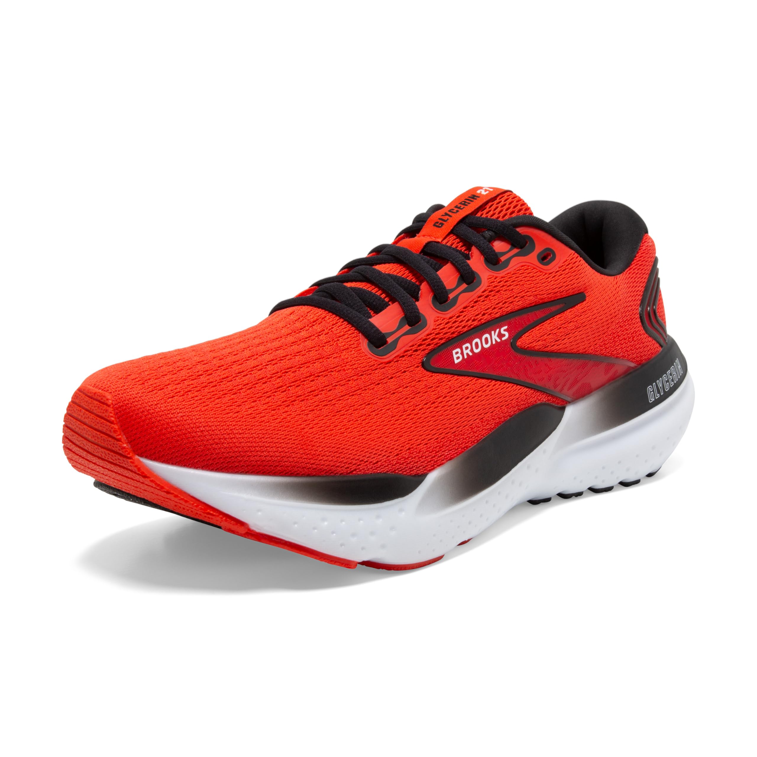 Brooks Men’s Glycerin 21 Road Running Shoes Grenadine Salsa Black Slip Resistant