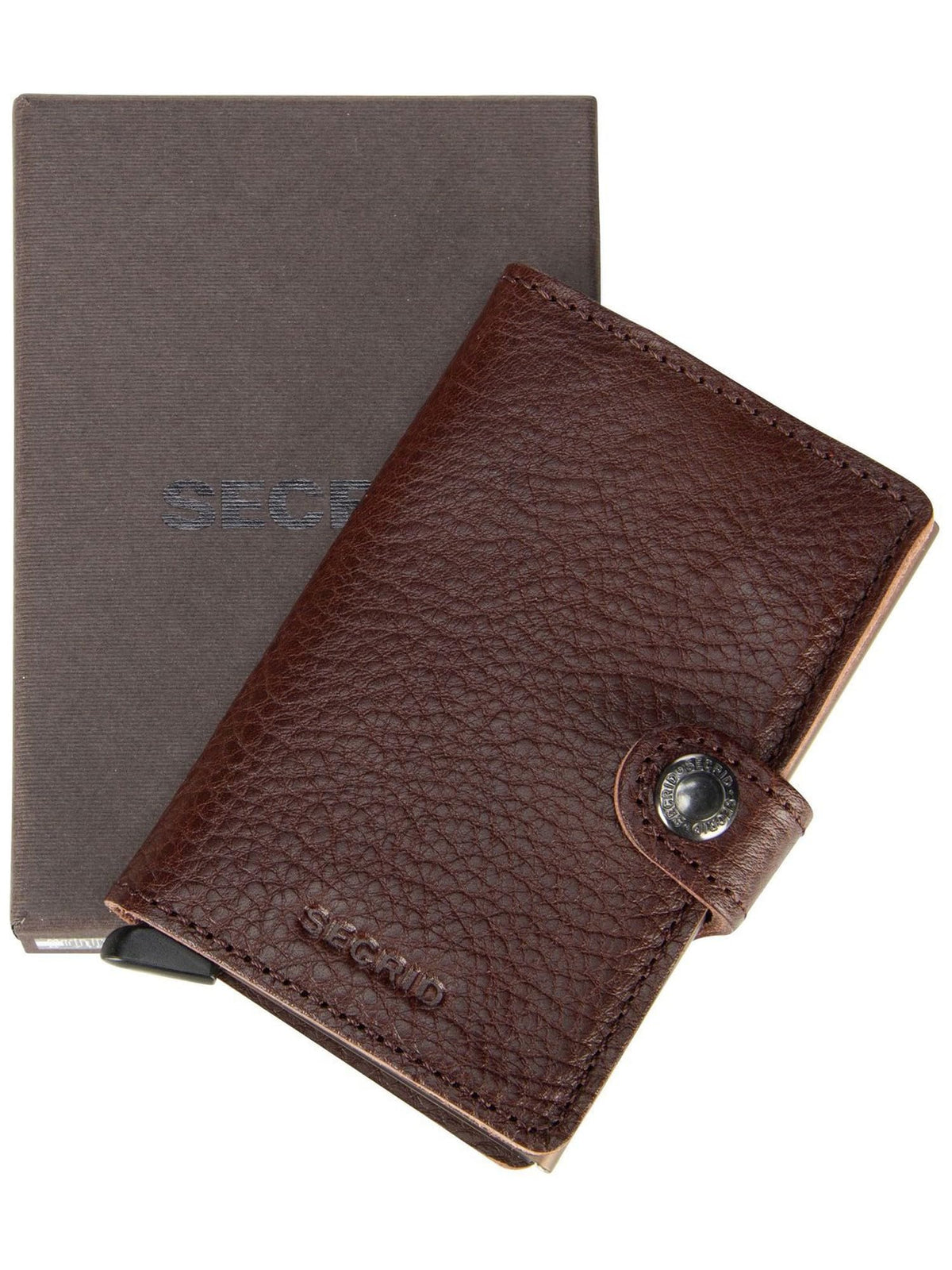 Secrid Miniwallet Veg Tanned Leather Wallet - Espresso Brown, Slim RFID