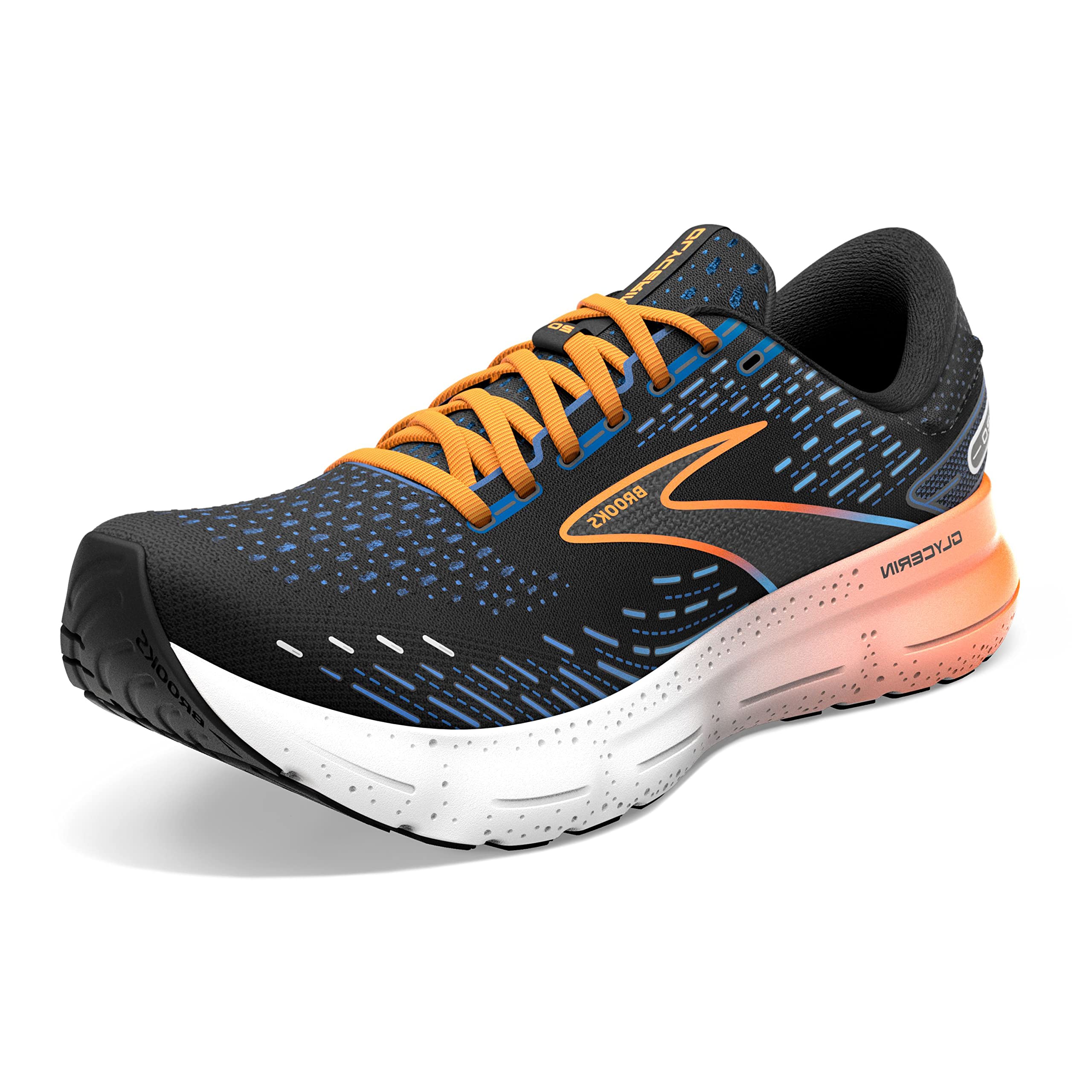 Brooks Glycerin 20 Men's Running Shoes Black Classic Blue Orange Mesh
