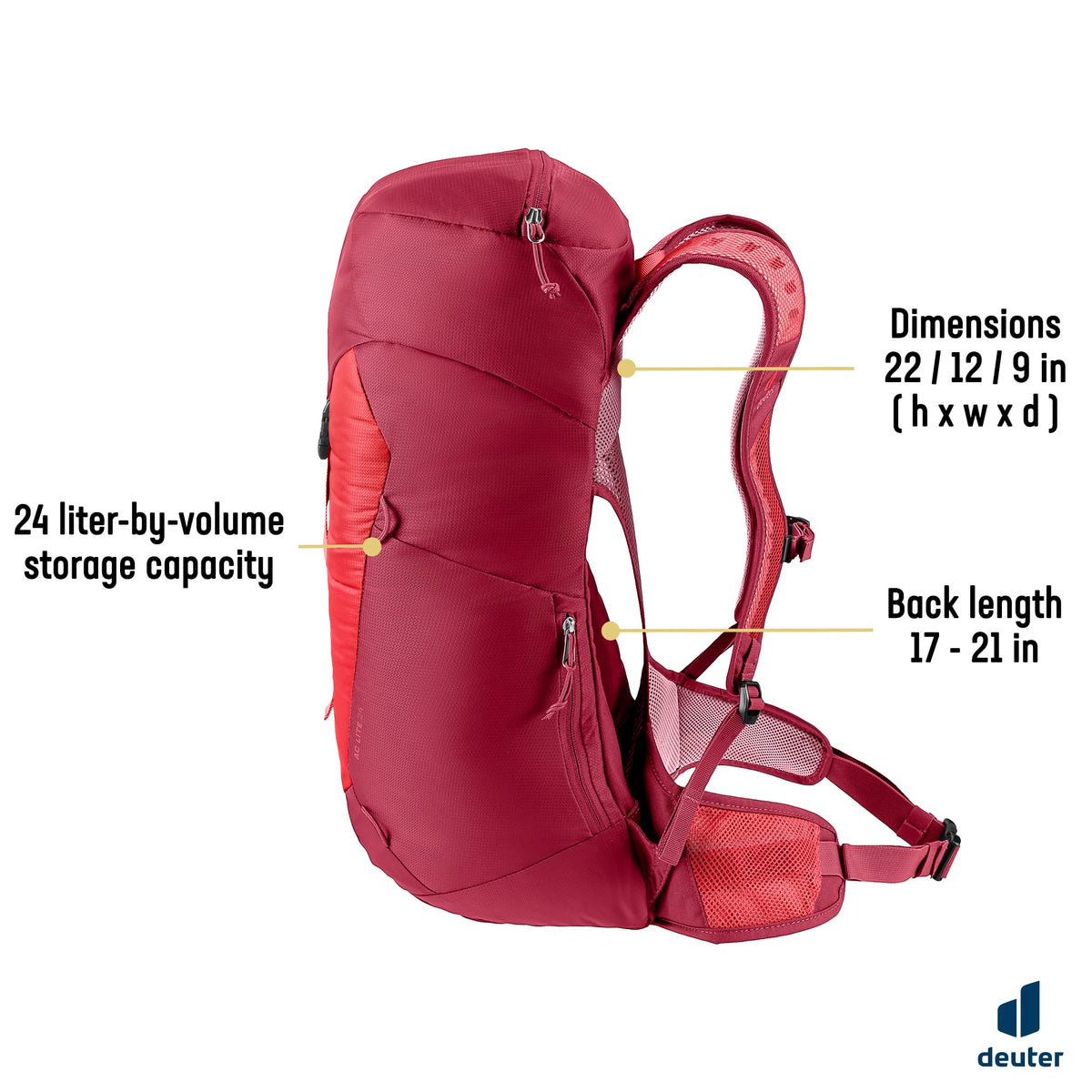 Deuter AC Lite 24 Hiking Backpack Nylon Cherry-Masala
