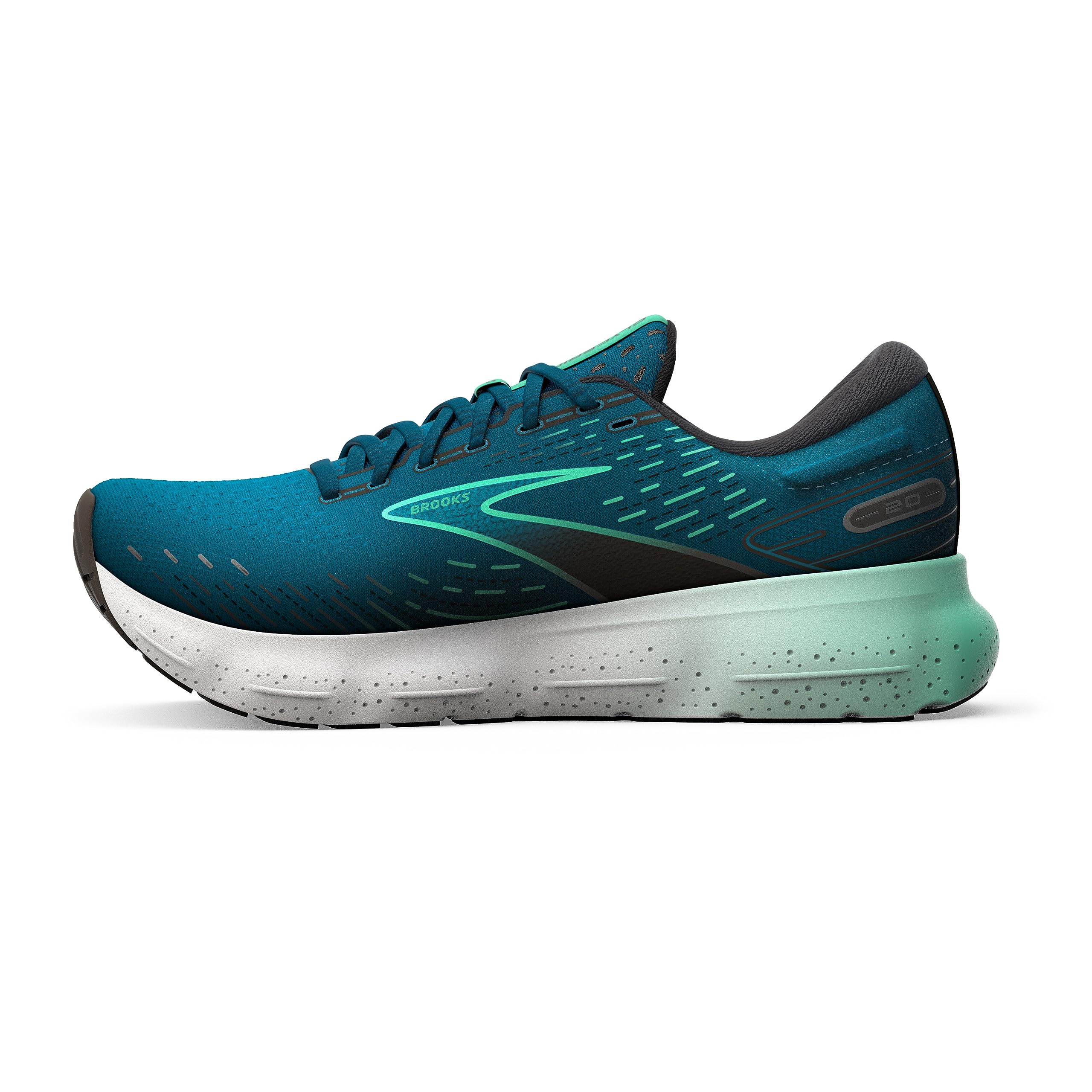 Brooks Men's Glycerin 20 Road Running Shoes Moroccan Blue Black Spring Bud Synthetic