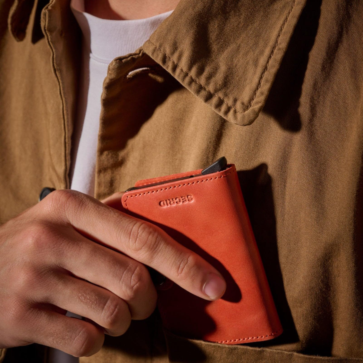 Secrid Cardprotector RFID Mini Wallet Orange Aluminium Leather