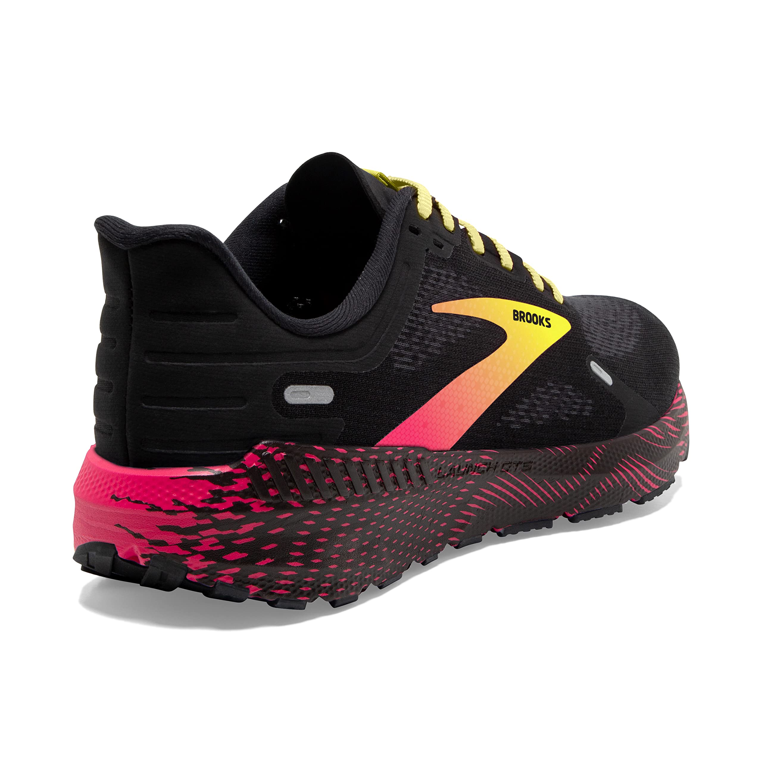 Brooks Men's Launch GTS 9 Road Running Shoes Black Pink Yellow Rubber Mesh