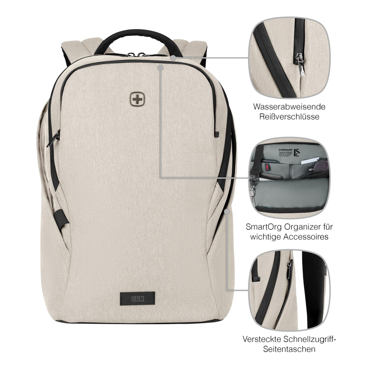 WENGER MX Light Laptop Backpack 16" Tablet 21L Beige Polyester