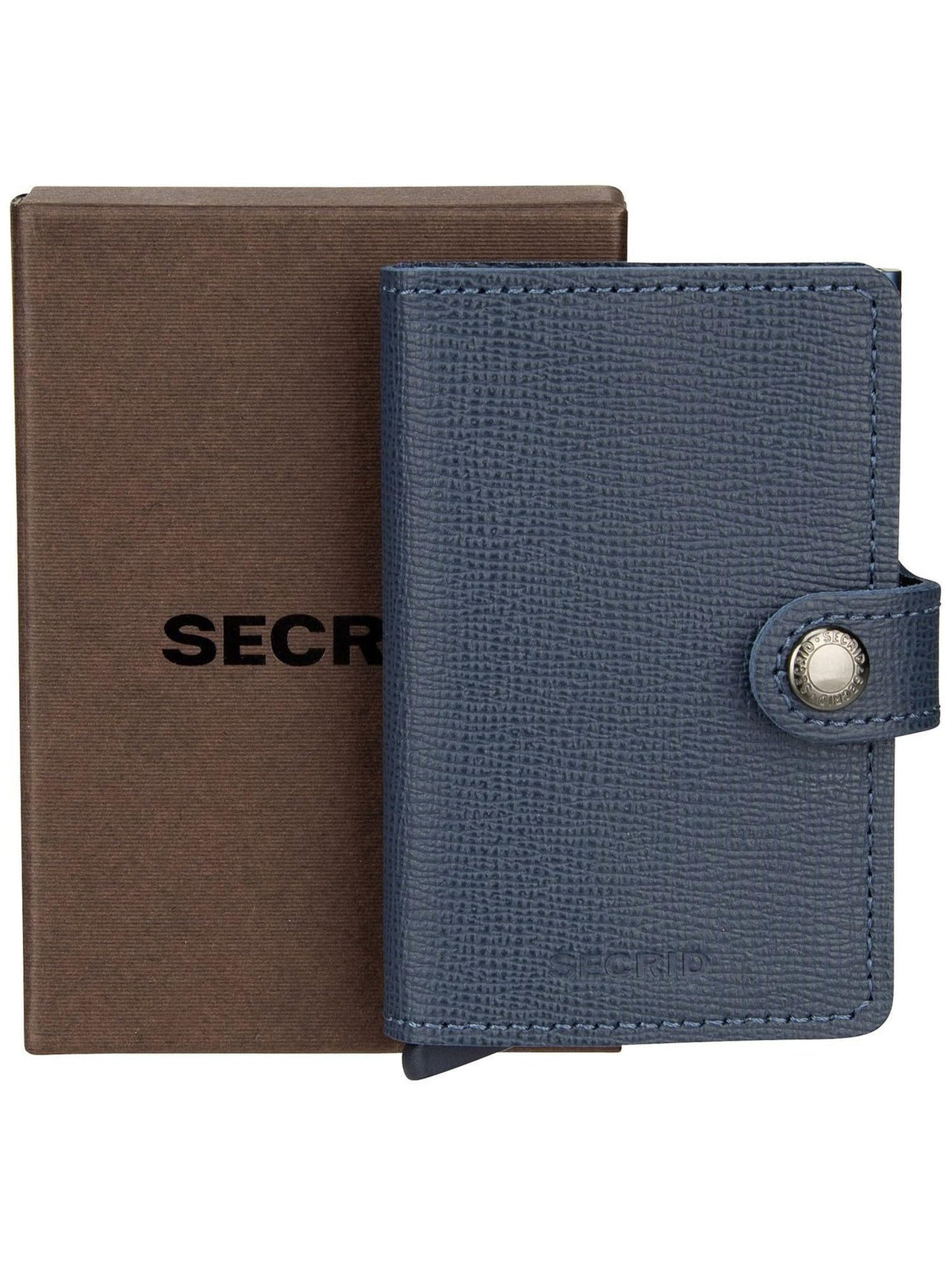 Secrid Miniwallet Crisple Navy - Slim Leather Credit Card Holder RFID