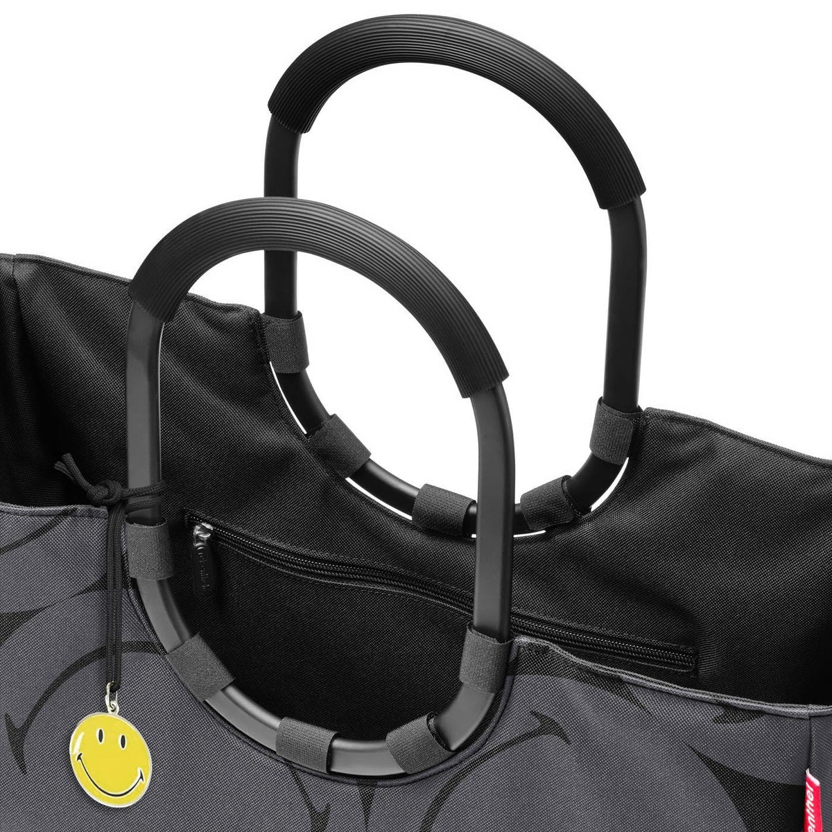 reisenthel loopshopper L Smiley Grey - Reusable Shopping Bag with Zip Pockets