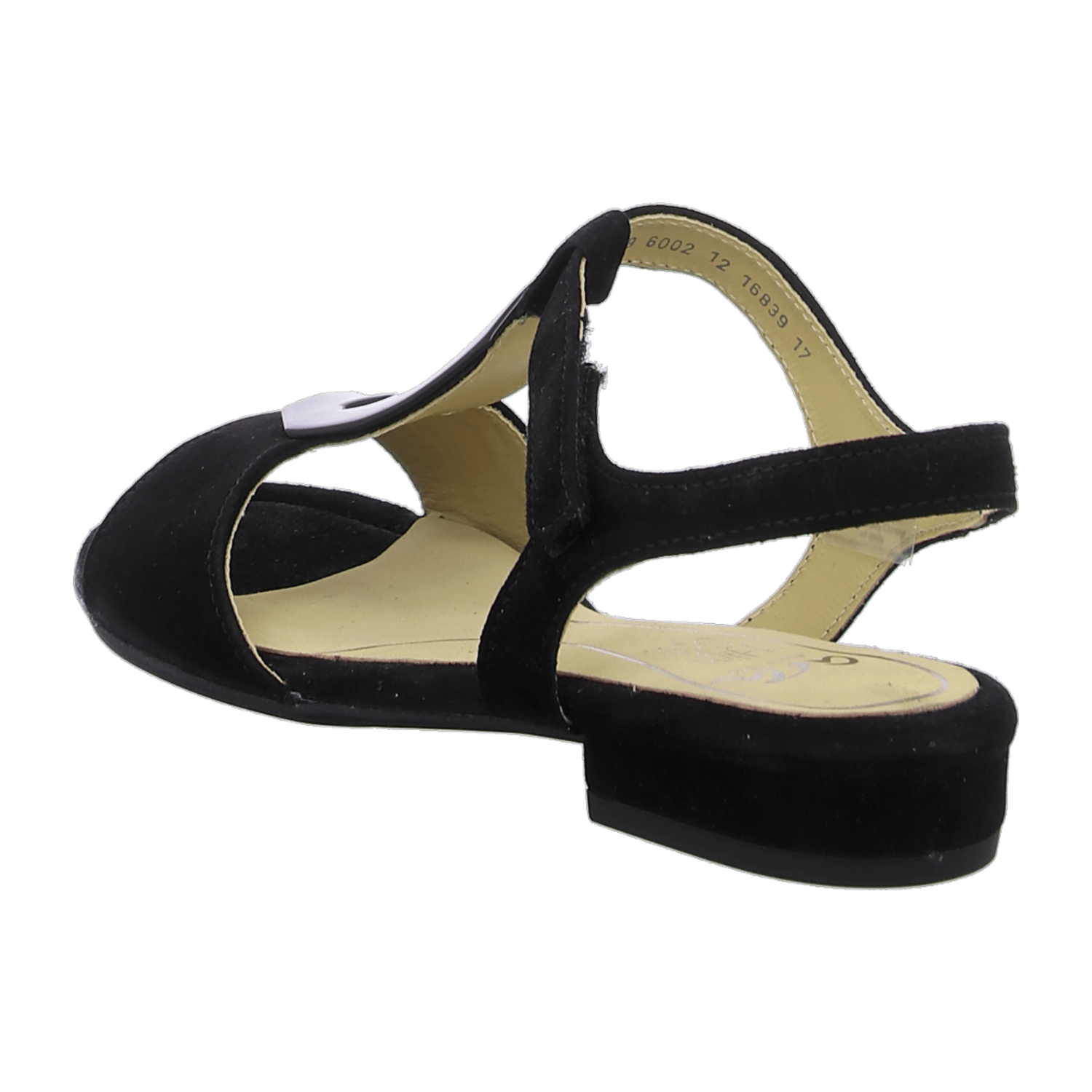 ARA VEGAS Women's Black Nubuck Sandals with Hook-and-Loop Closure and Ankle Strap