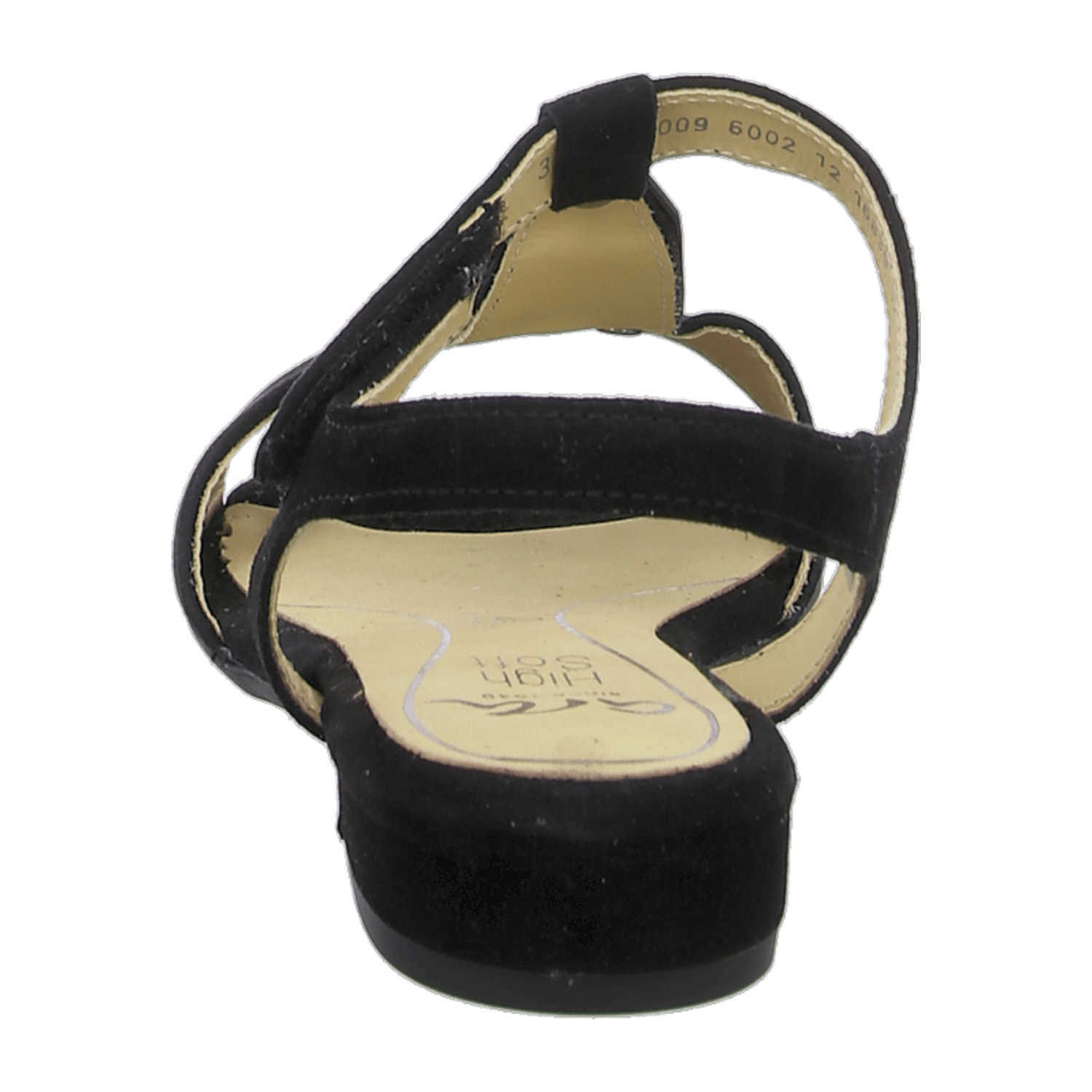 ARA VEGAS Women's Black Nubuck Sandals with Hook-and-Loop Closure and Ankle Strap
