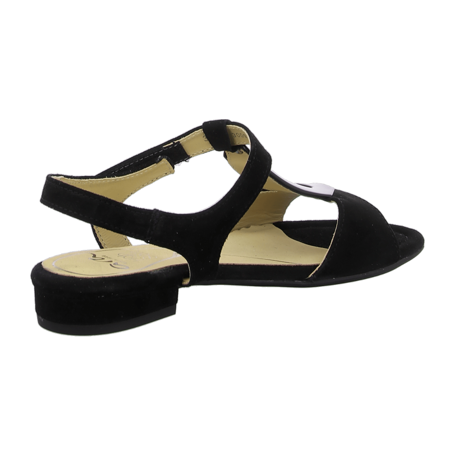 ARA VEGAS Women's Black Nubuck Sandals with Hook-and-Loop Closure and Ankle Strap
