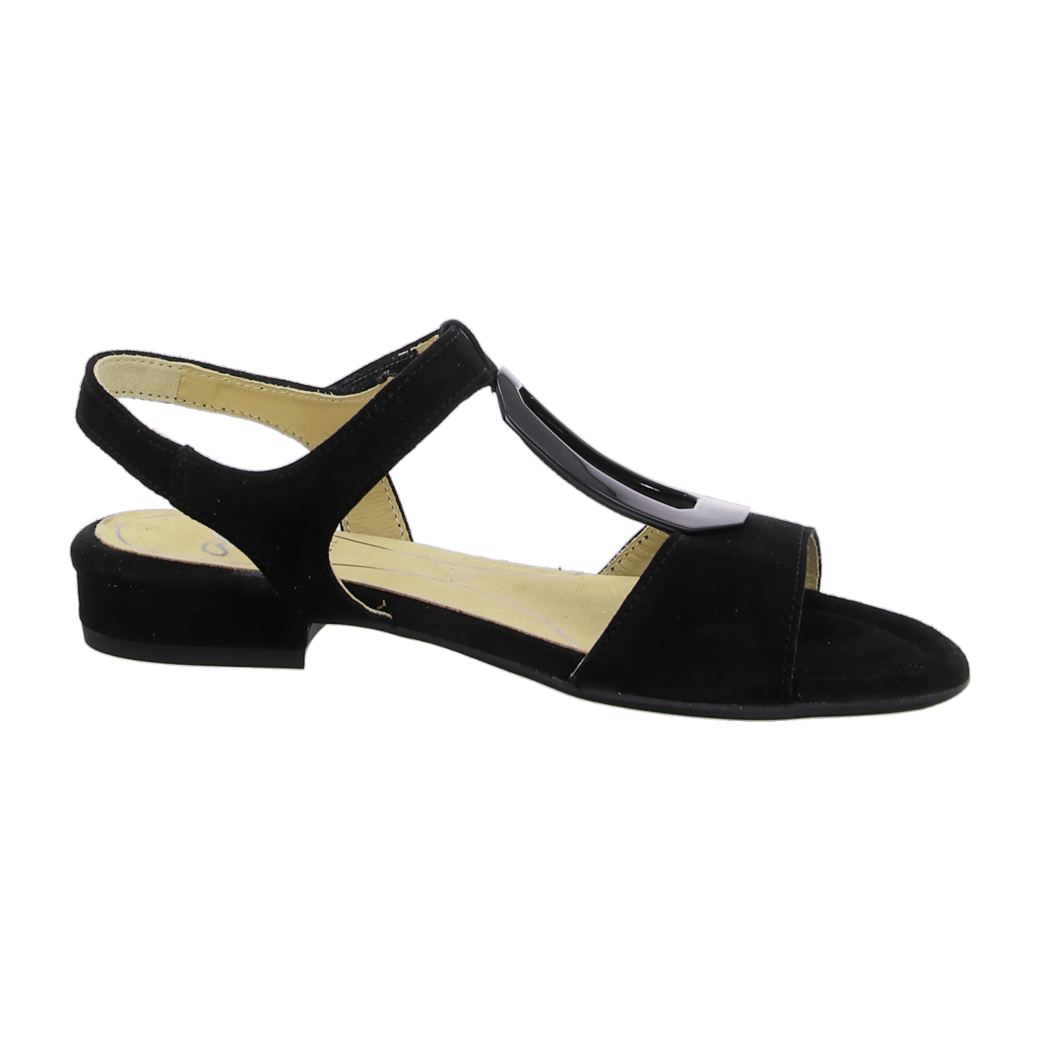 ARA VEGAS Women's Black Nubuck Sandals with Hook-and-Loop Closure and Ankle Strap