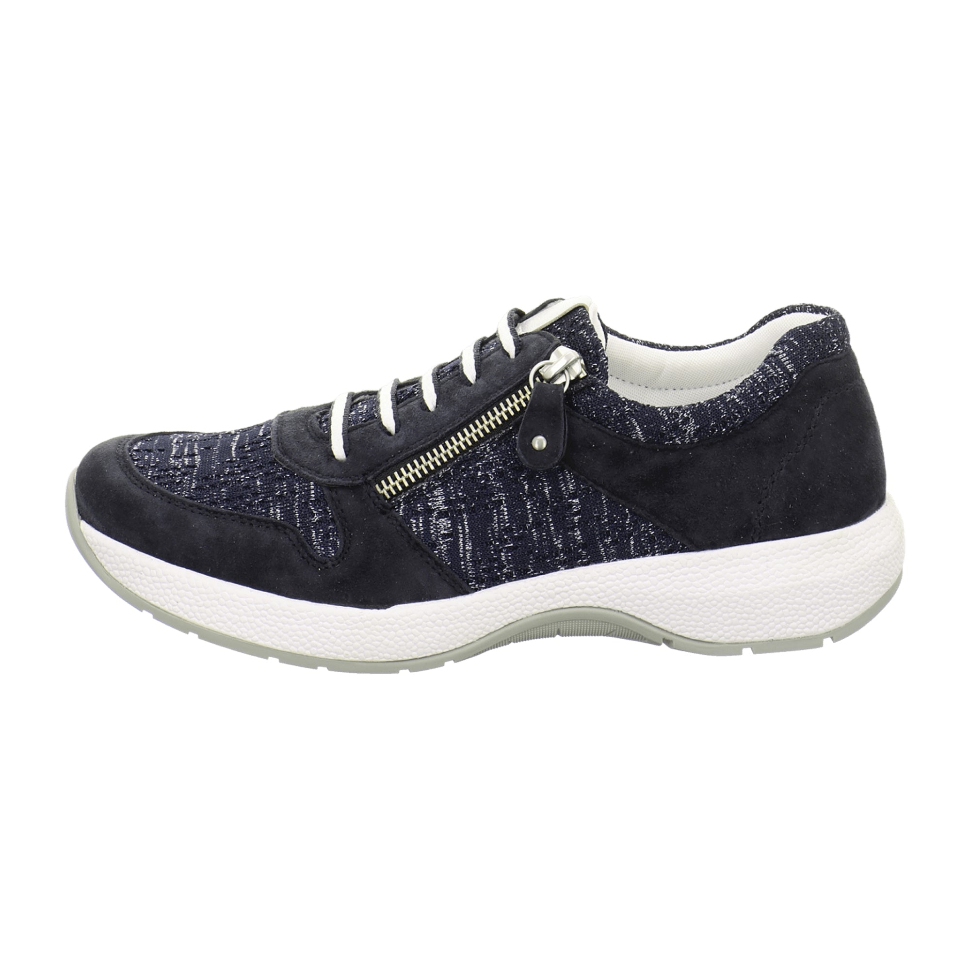 Remonte Blue Comfort Lace-Up Shoes for Women Leather Upper Rubber Sole