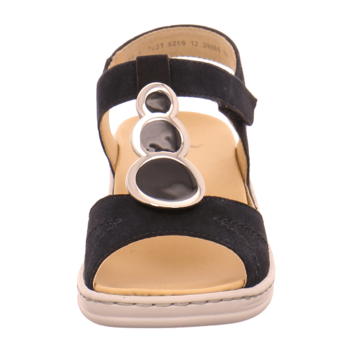 ARA COLMAR Women's Nubuck Leather T-Strap Sandals with Hook-and-Loop Closure in Grey