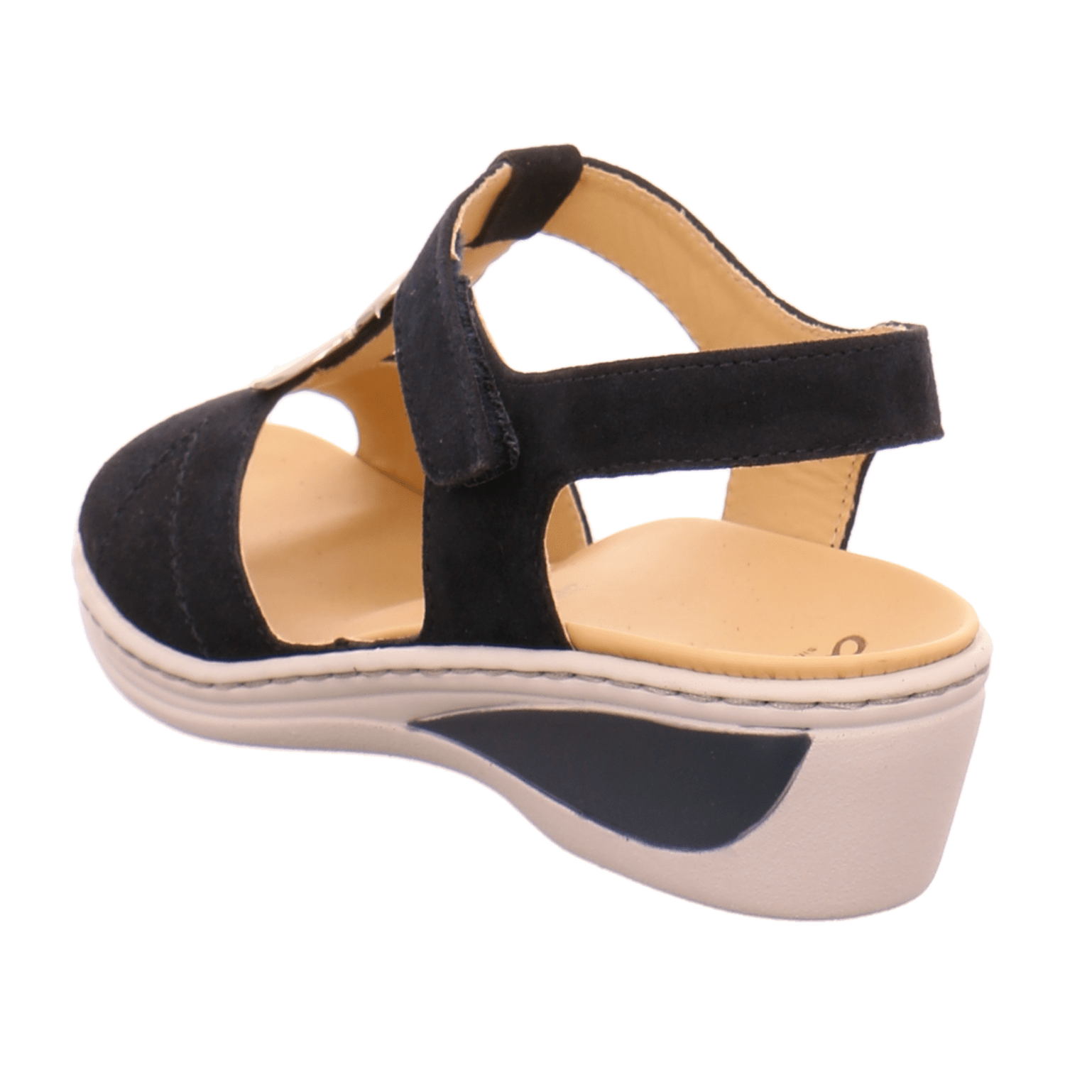 ARA COLMAR Women's T-Bar Sandals in Blue Nubuck Leather with Hook-and-Loop Closure