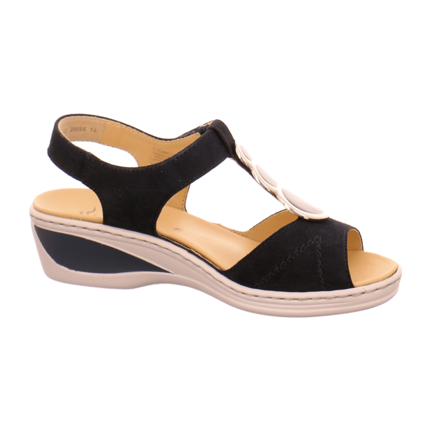 ARA COLMAR Women's T-Bar Sandals in Blue Nubuck Leather with Hook-and-Loop Closure