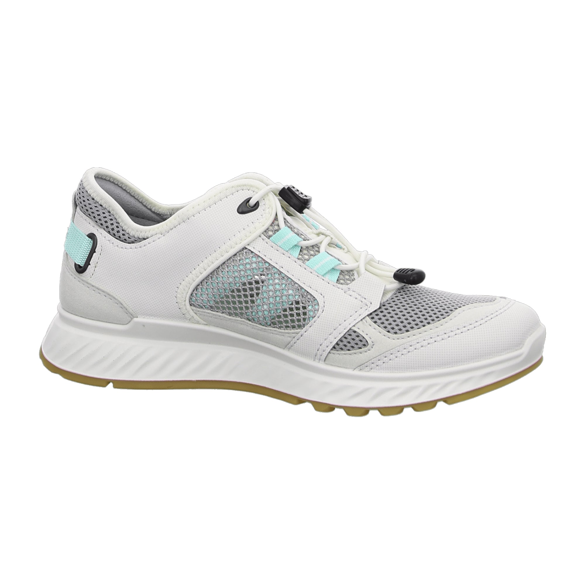 Ecco Exostride W Slip-On Casual Sneakers for Women - Lightweight & Orthotic Friendly, White/Turquoise