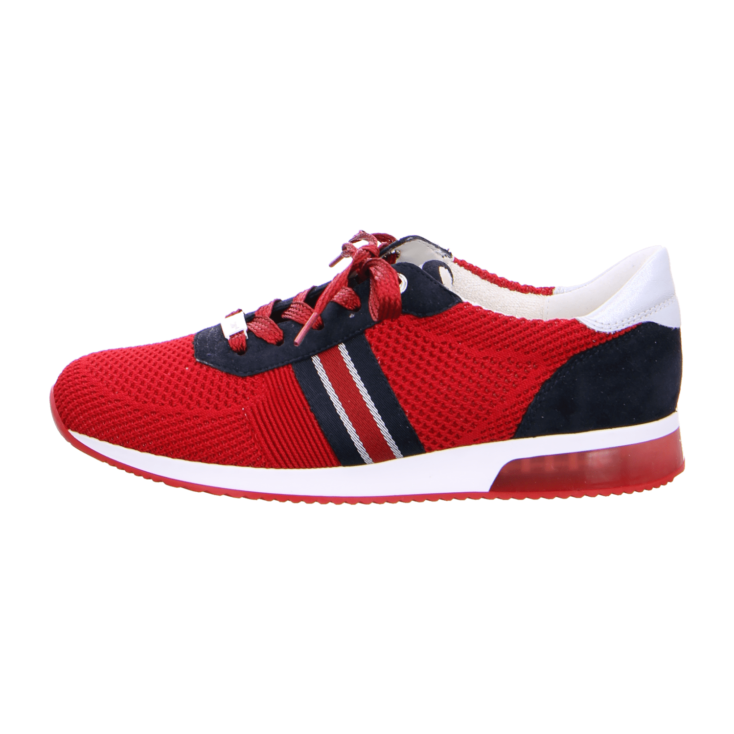 ARA LISBON Women's Suede Loafer with Lacing in Red featuring Cold-Weather Lined Interior