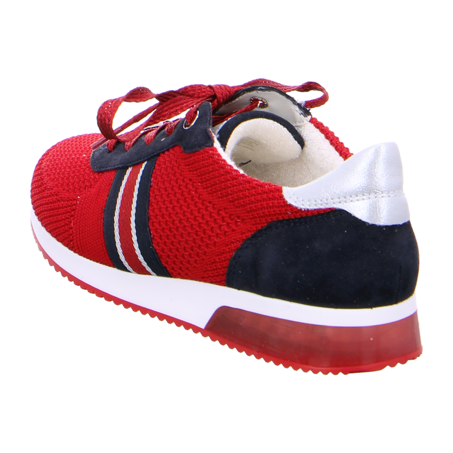 ARA LISBON Women's Suede Loafer with Lacing in Red featuring Cold-Weather Lined Interior