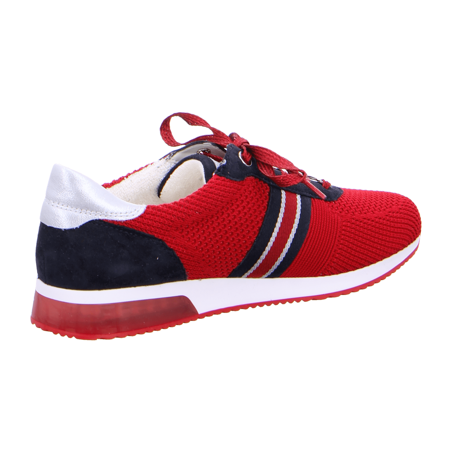 ARA LISBON Women's Suede Loafer with Lacing in Red featuring Cold-Weather Lined Interior