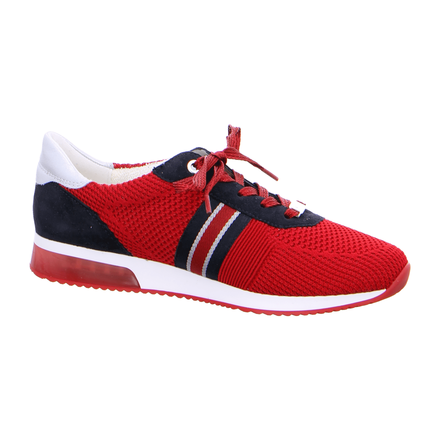 ARA LISBON Women's Suede Loafer with Lacing in Red featuring Cold-Weather Lined Interior