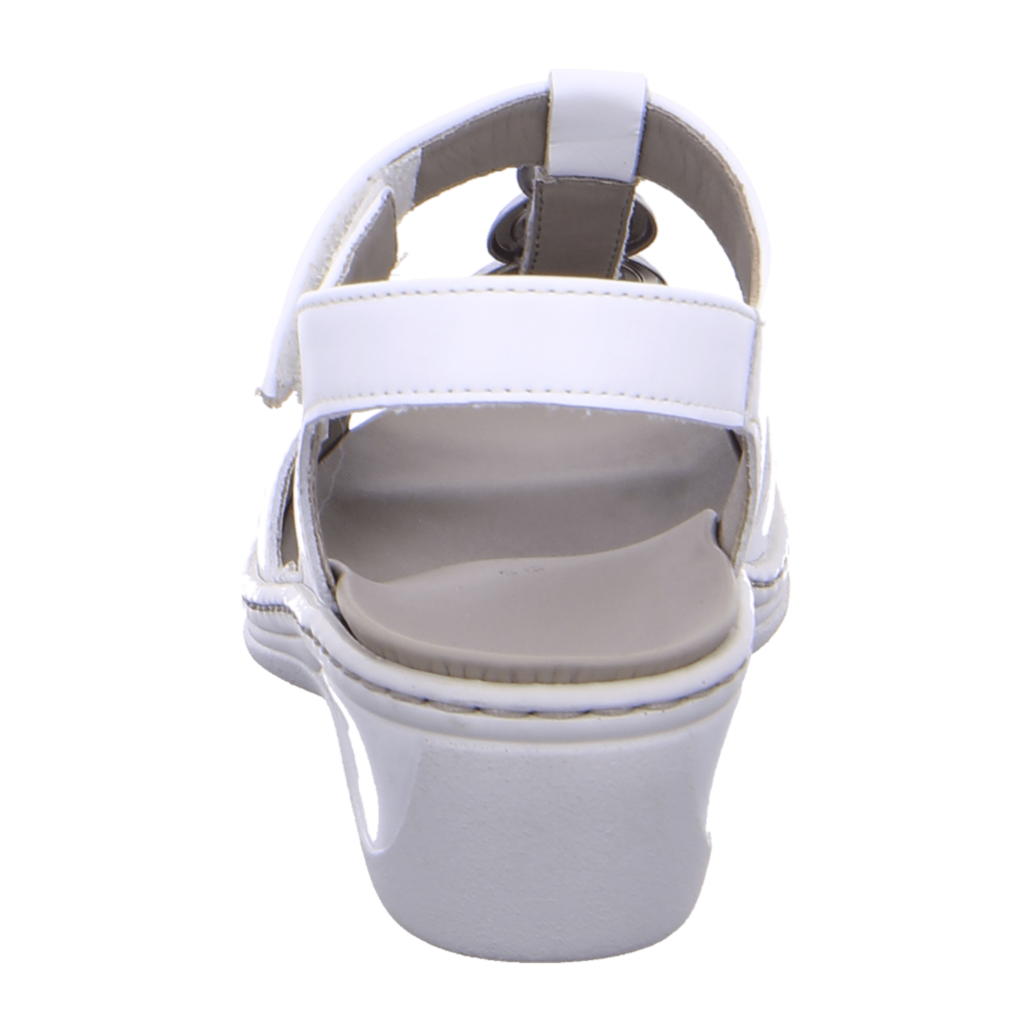 ARA COLMAR Women's T-Strap Sandals in Smooth Leather with Hook-and-Loop Fastening in White