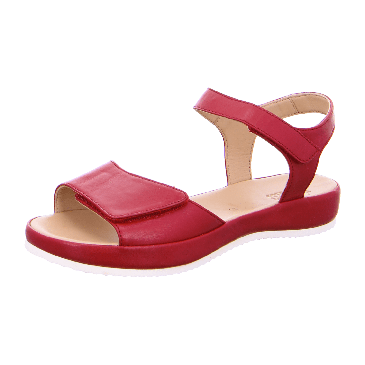 ARA Women's Red Smooth Leather Open-Toe Pantolette with Leather Lining