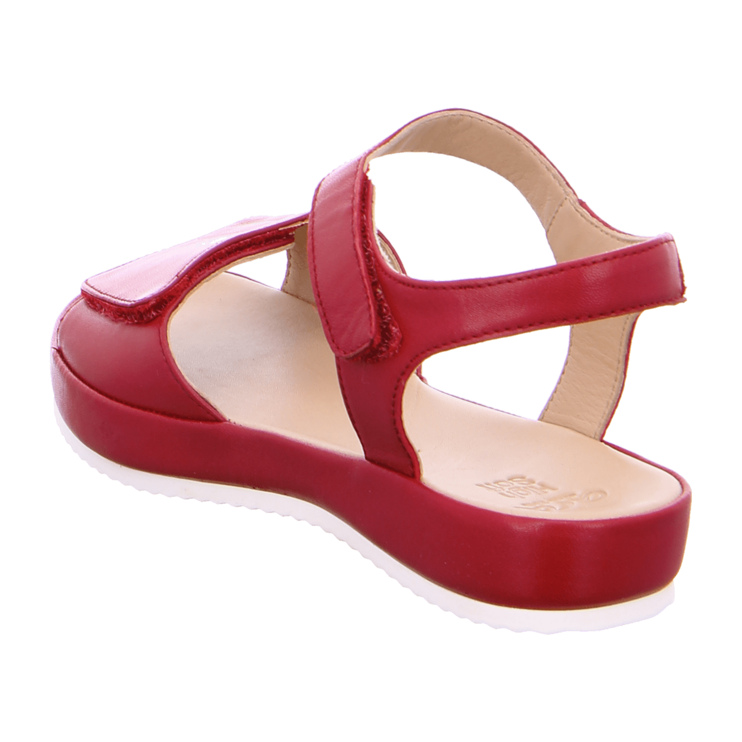 ARA Women's Red Smooth Leather Open-Toe Pantolette with Leather Lining