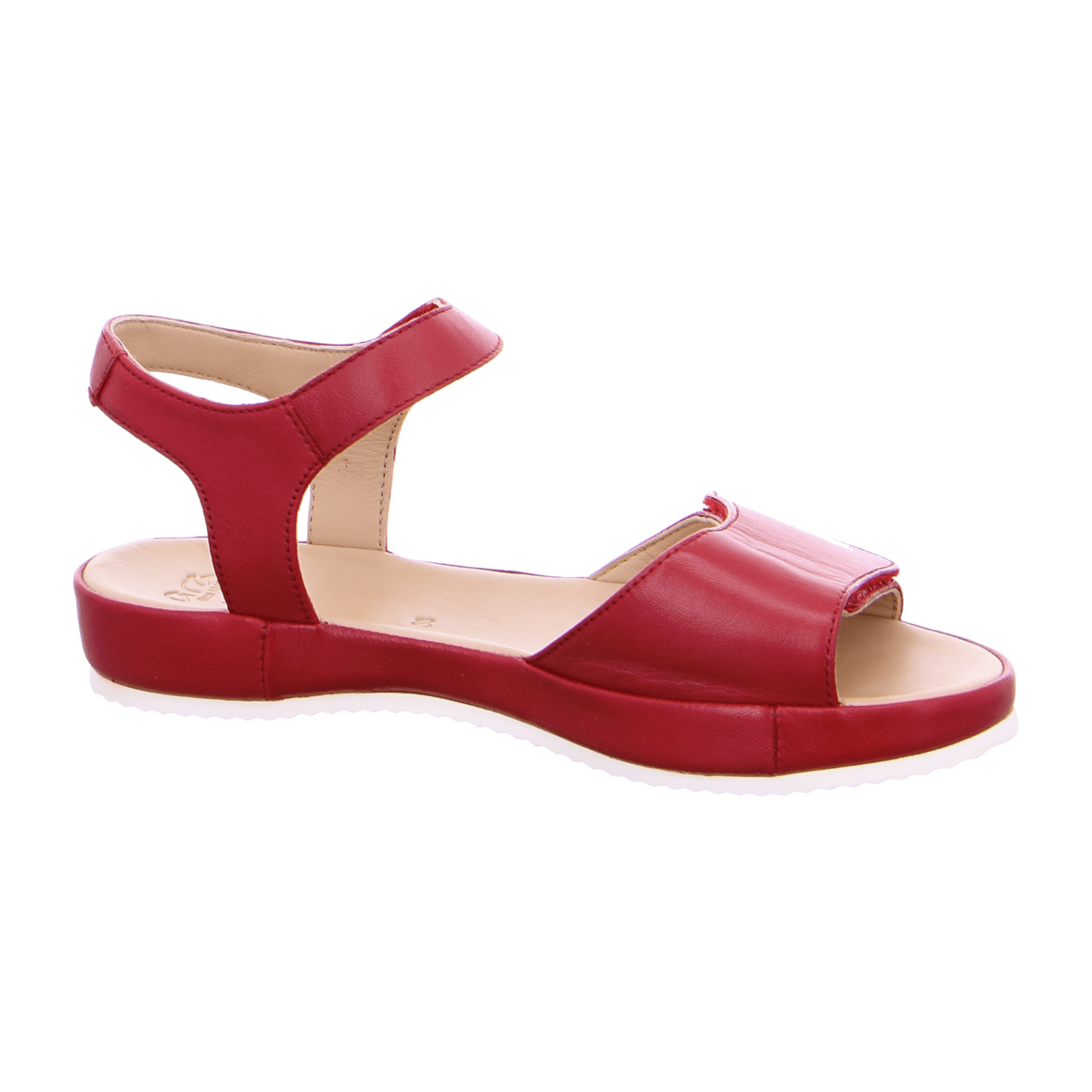 ARA Women's Red Smooth Leather Open-Toe Pantolette with Leather Lining