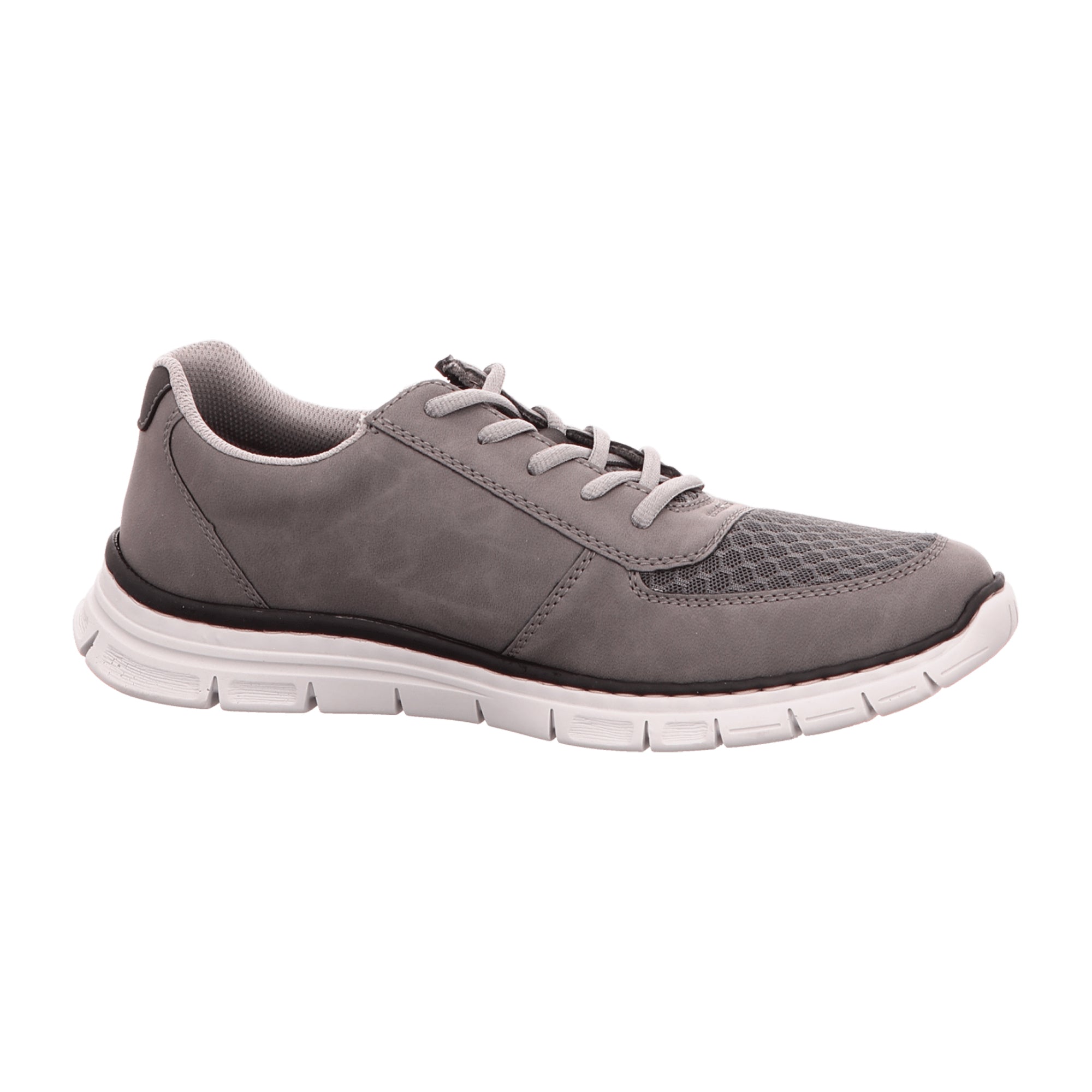 Rieker Men's Grey Lace-Up Shoes with Soft MemoSoft Footbed and Zip Closure