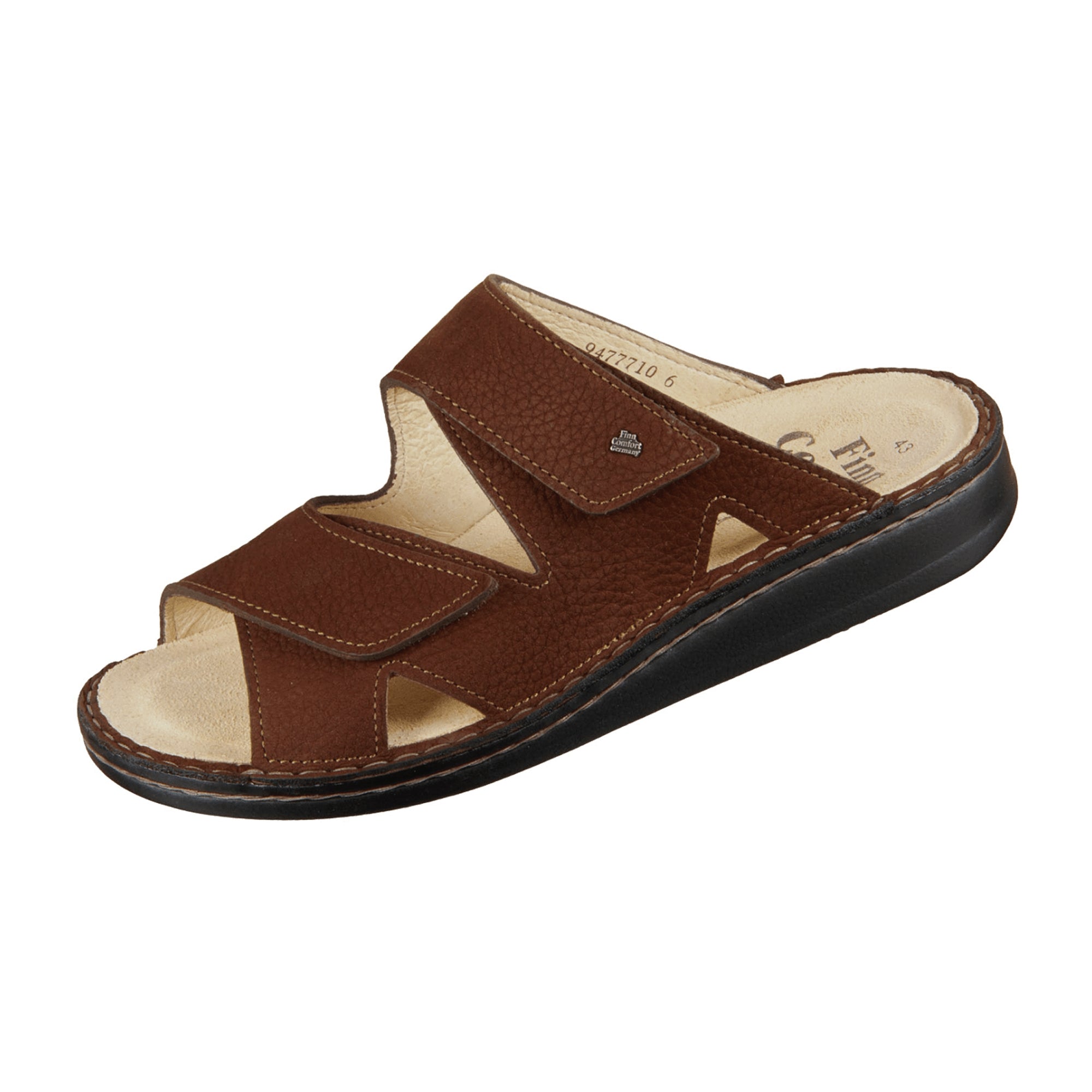 Finn Comfort Danzig-Soft Men's Sandals - Chocolate Brown, Comfort Leather Slides with Orthopedic Support
