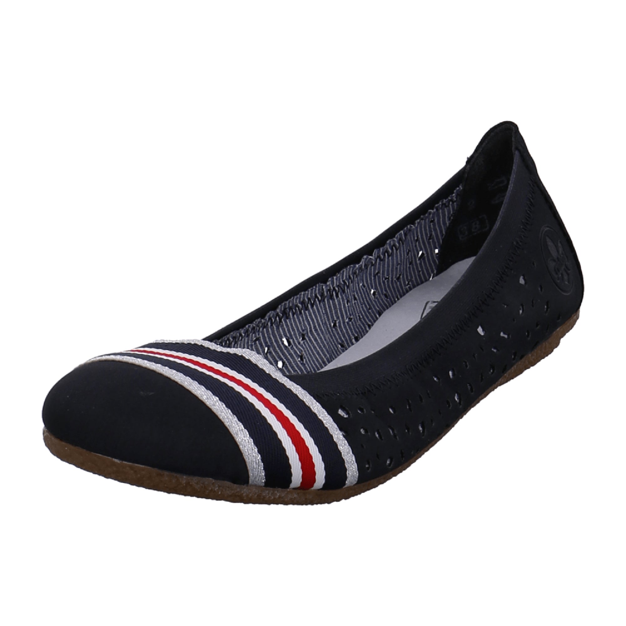 Rieker Women's Blue Ballerina Shoes with Cushioned Insole and Textile Strap
