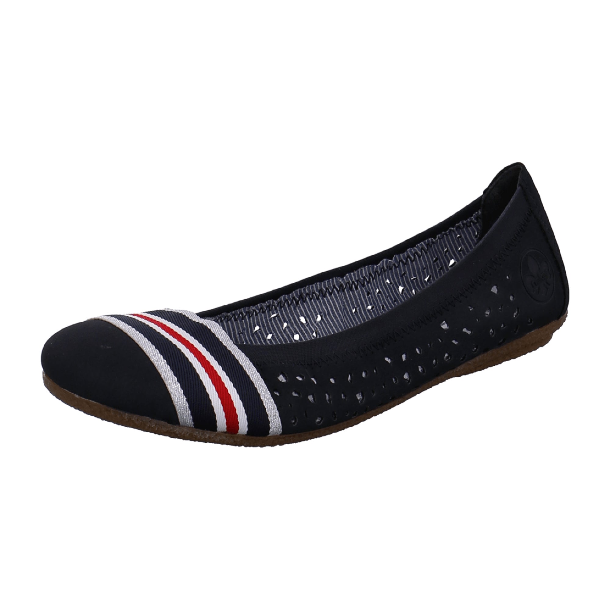 Rieker Women's Blue Ballerina Shoes with Cushioned Insole and Textile Strap