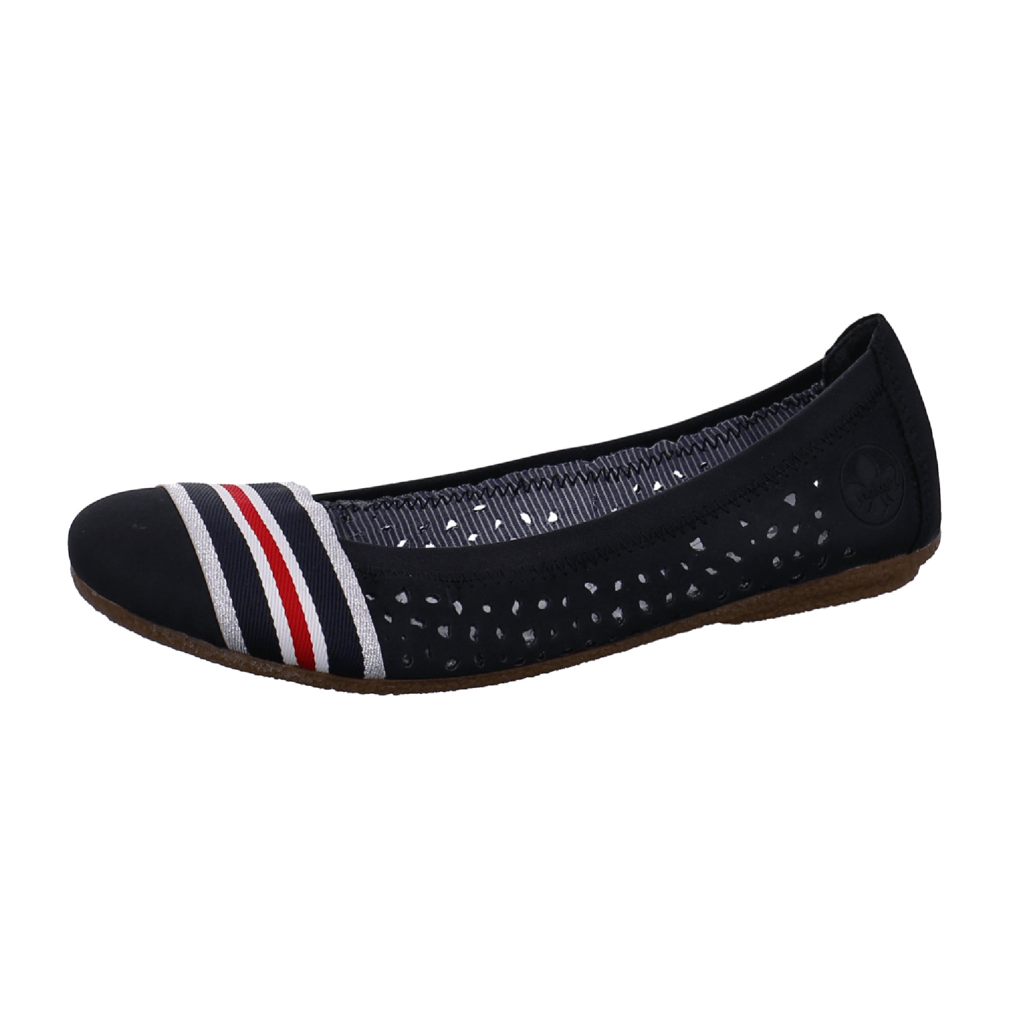 Rieker Women's Blue Ballerina Shoes with Cushioned Insole and Textile Strap