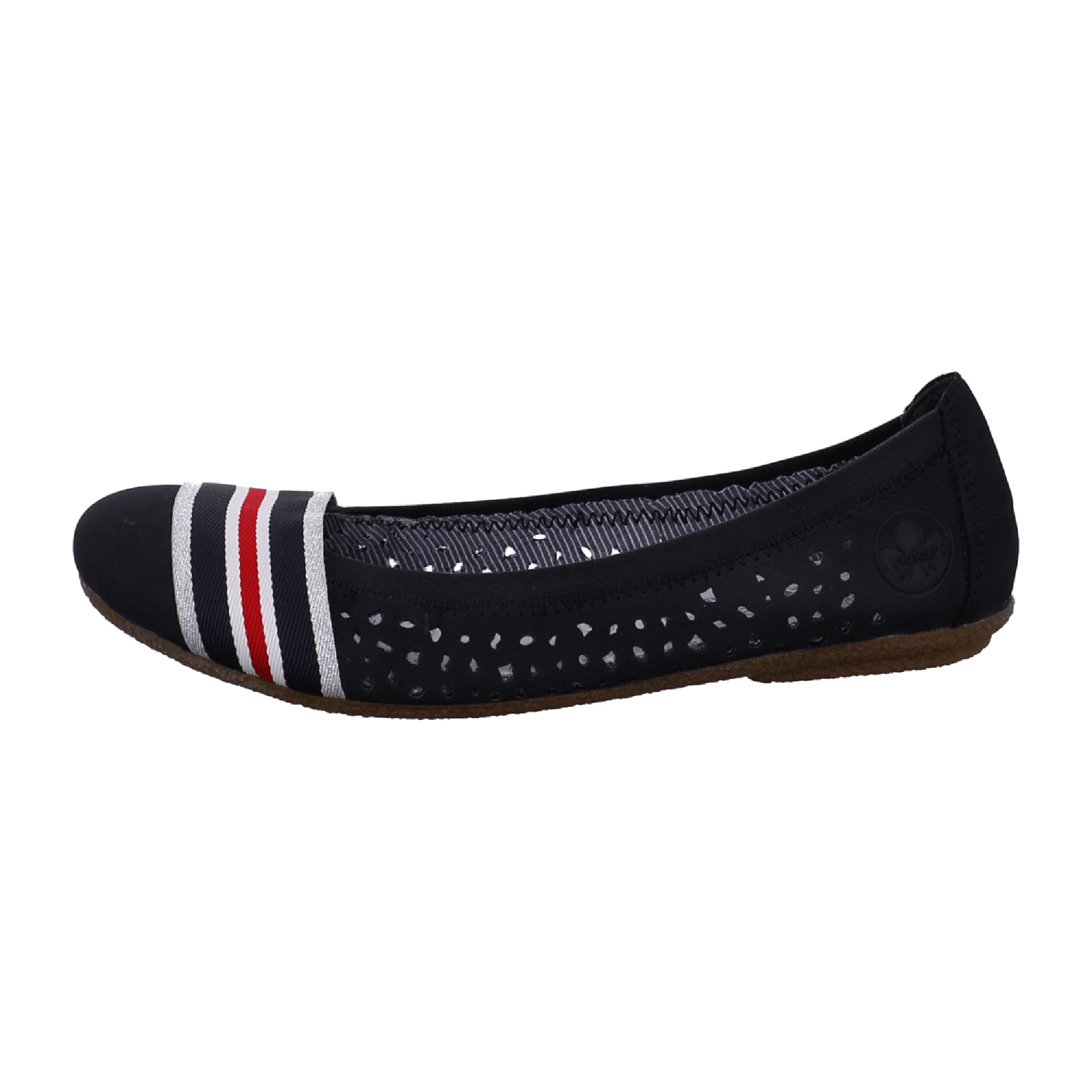 Rieker Women's Blue Ballerina Shoes with Cushioned Insole and Textile Strap