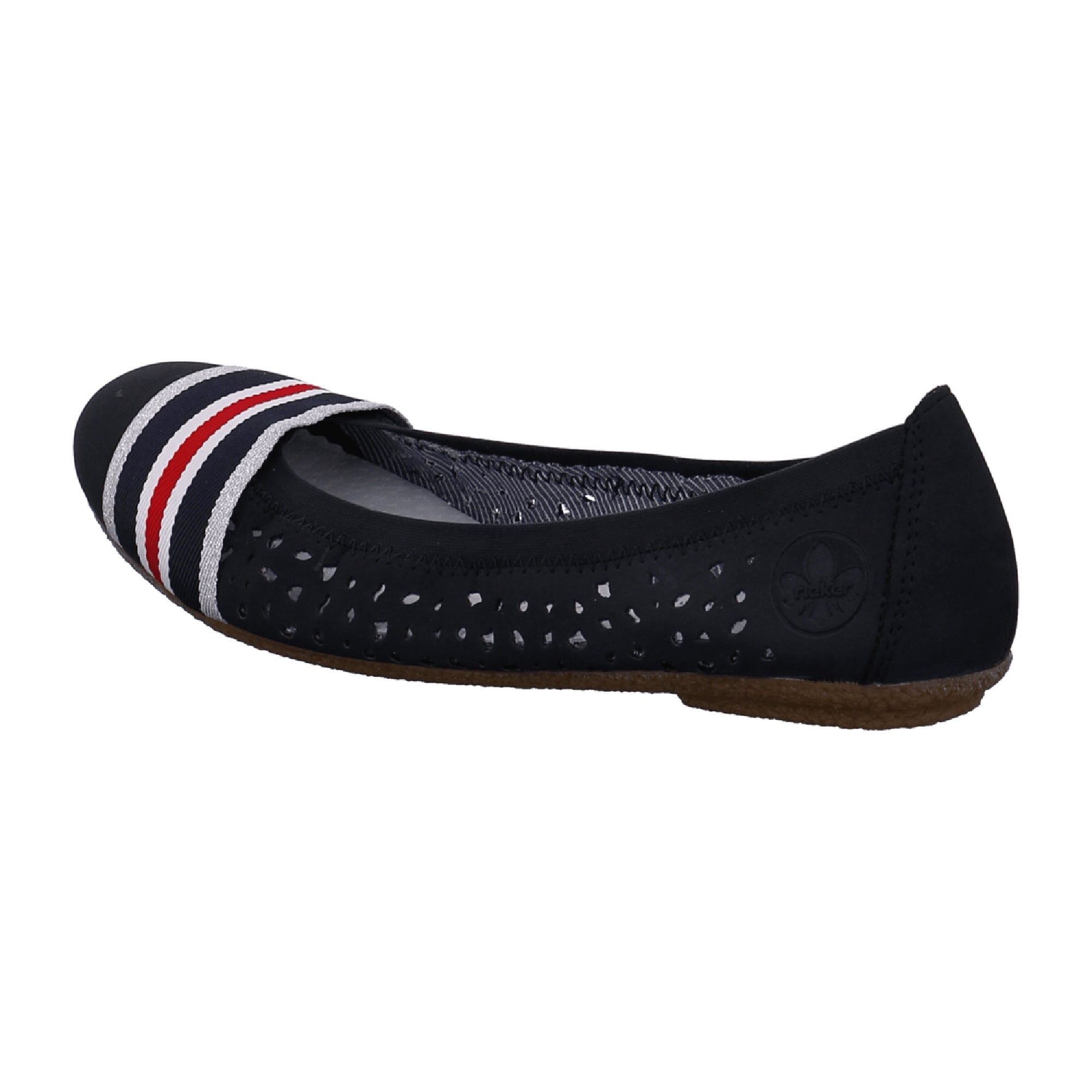 Rieker Women's Blue Ballerina Shoes with Cushioned Insole and Textile Strap