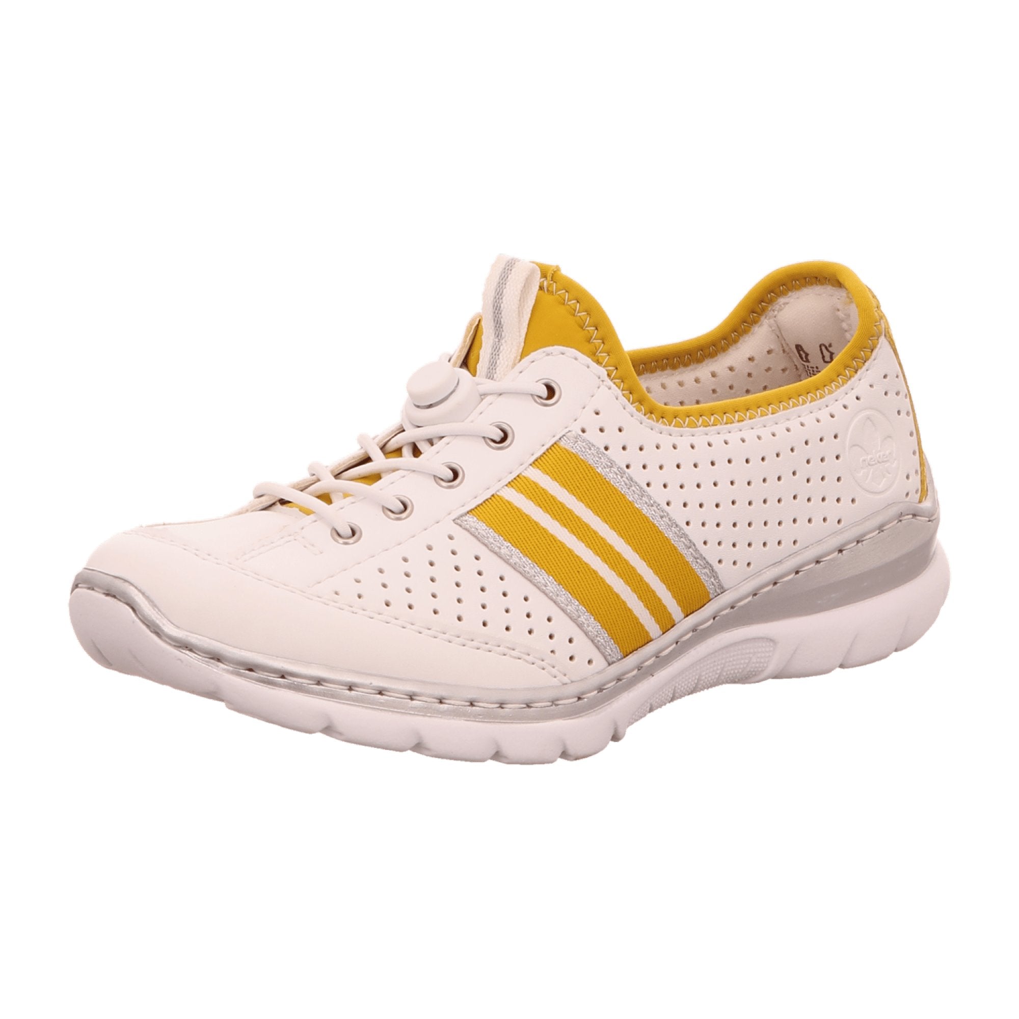 Rieker White Slipper Loafers with Perforated or Woven Design Comfortable MemoSoft Footbed