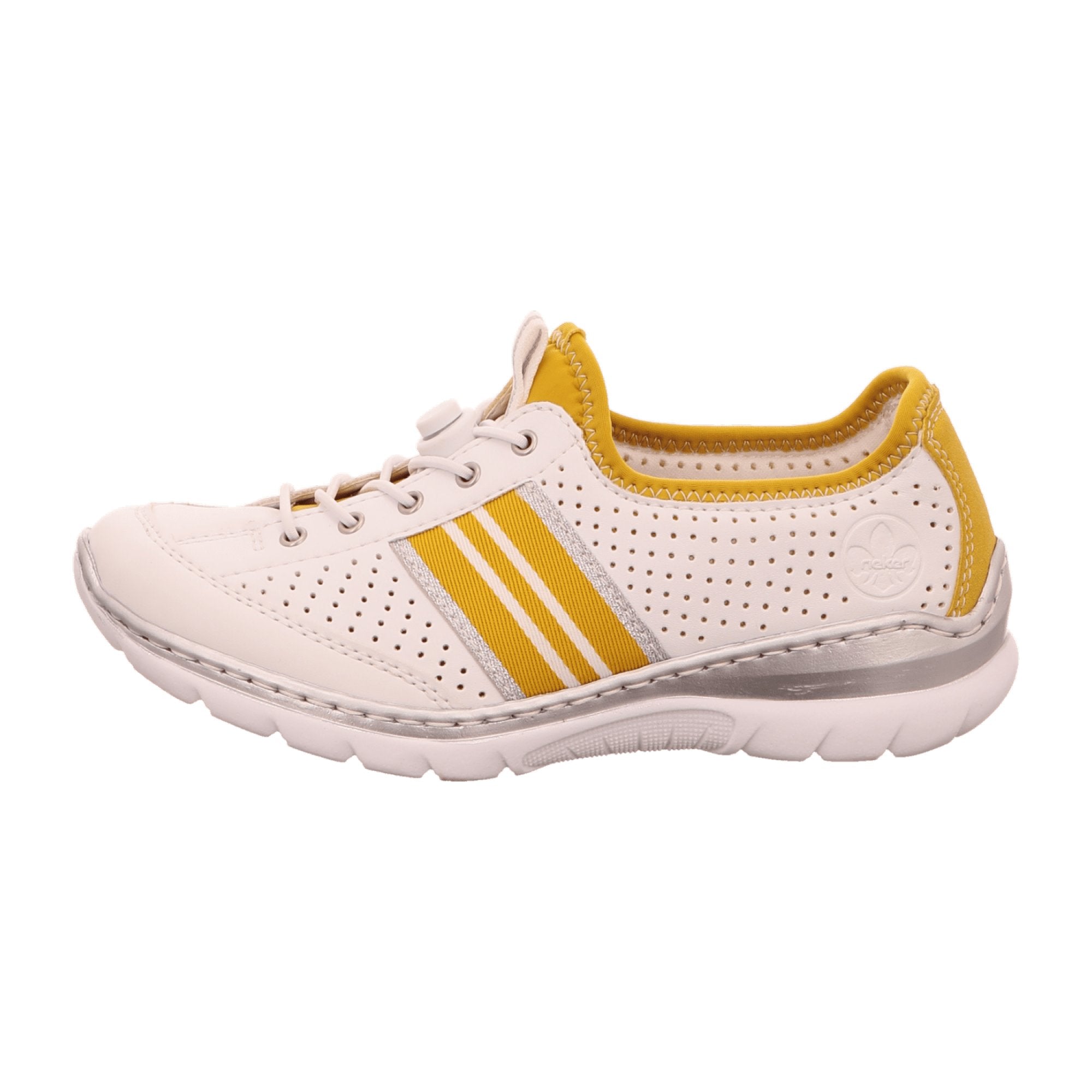 Rieker White Slipper Loafers with Perforated or Woven Design Comfortable MemoSoft Footbed