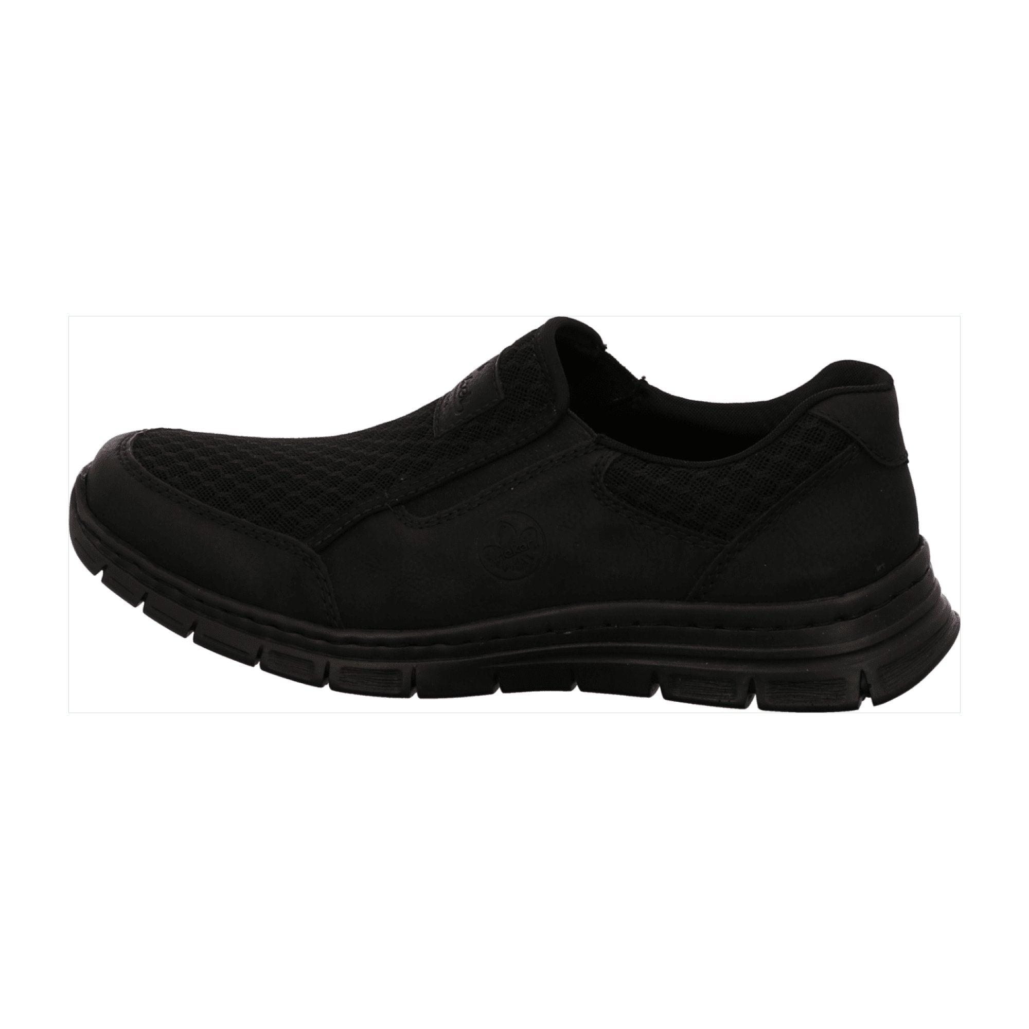 Rieker Men's Black Slip-On Shoes with Comfortable Elastic and Shock-Absorbing Sole