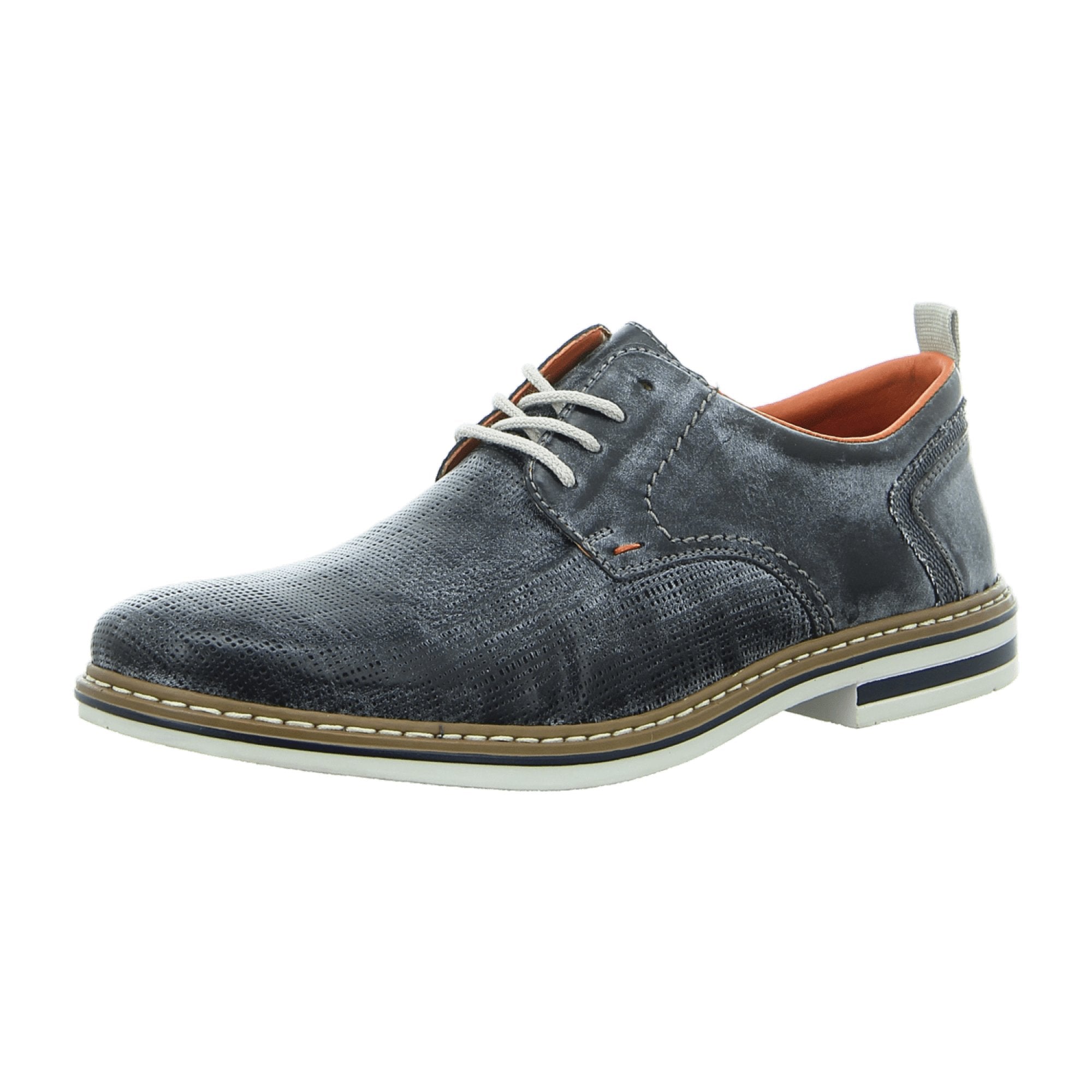 Rieker Blue Lace-Up Men's Shoes High-Quality Leather Comfortable Sole