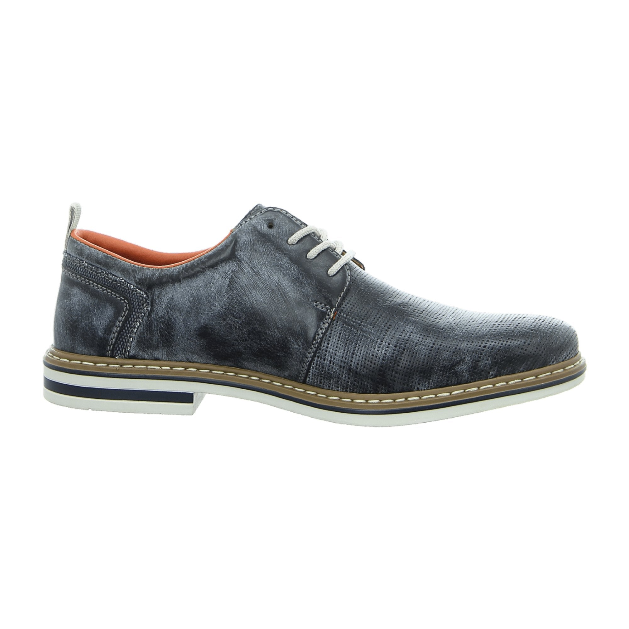 Rieker Blue Lace-Up Men's Shoes High-Quality Leather Comfortable Sole
